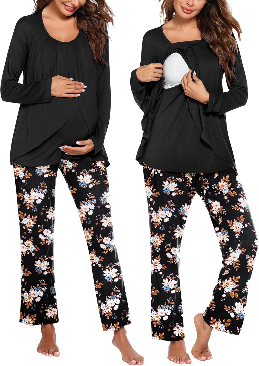 Ekouaer Maternity Nursing Pajama Set for Comfortable Sleep