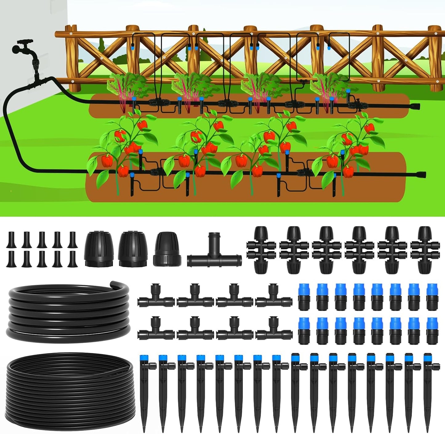 MIXC 247 FT Drip Irrigation System for Efficient Garden Watering