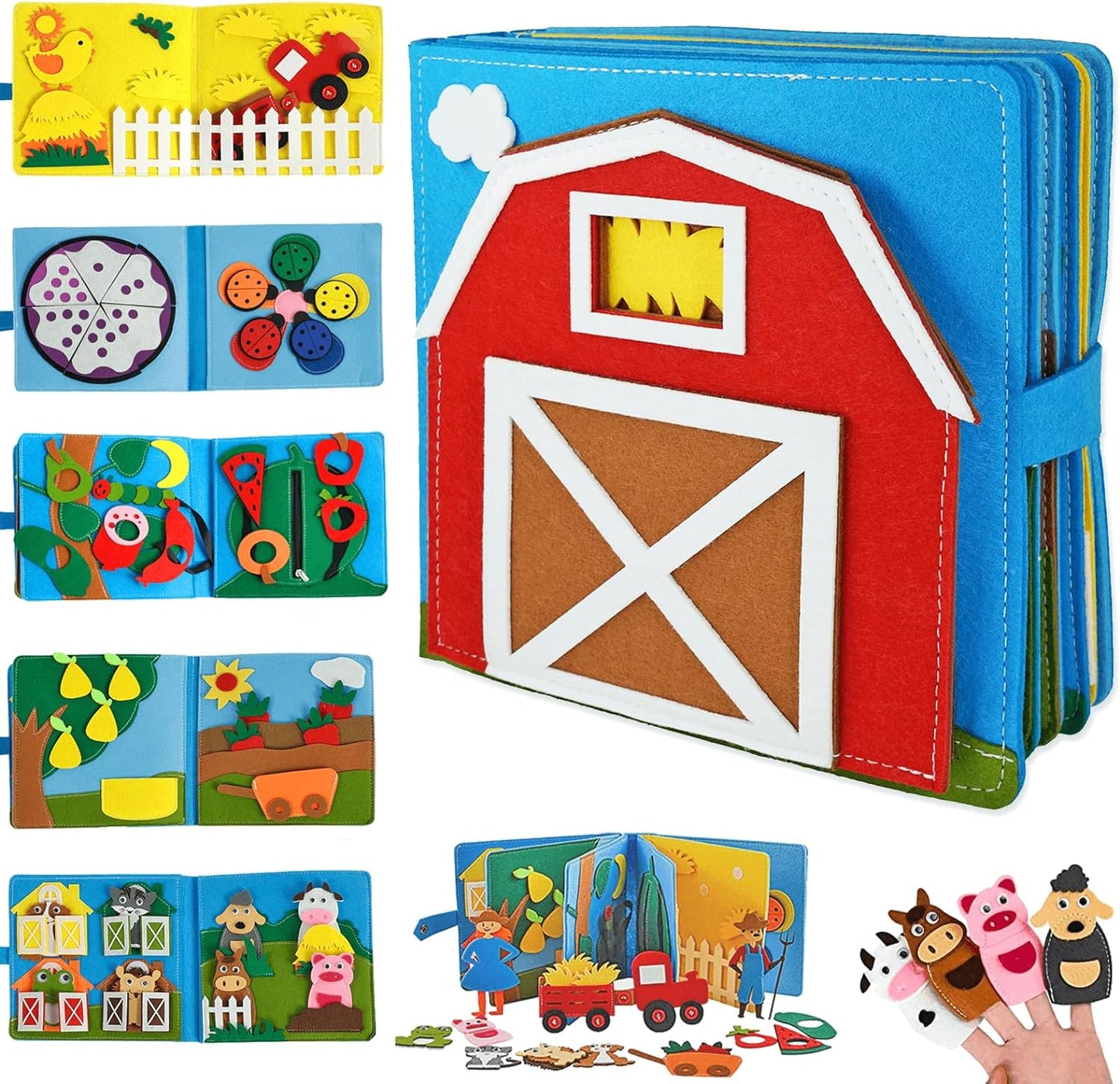 Montessori 3D Sensory Busy Book for Fine Motor Skills - 35 characters