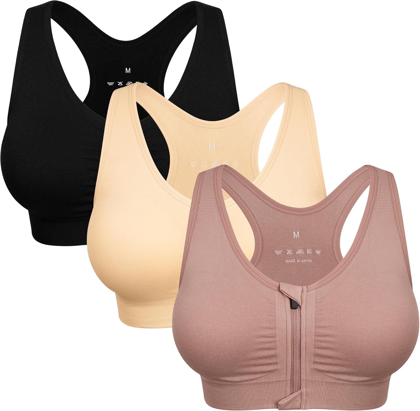 Women's Zip Front Sports Bra for Active Lifestyle and Comfort