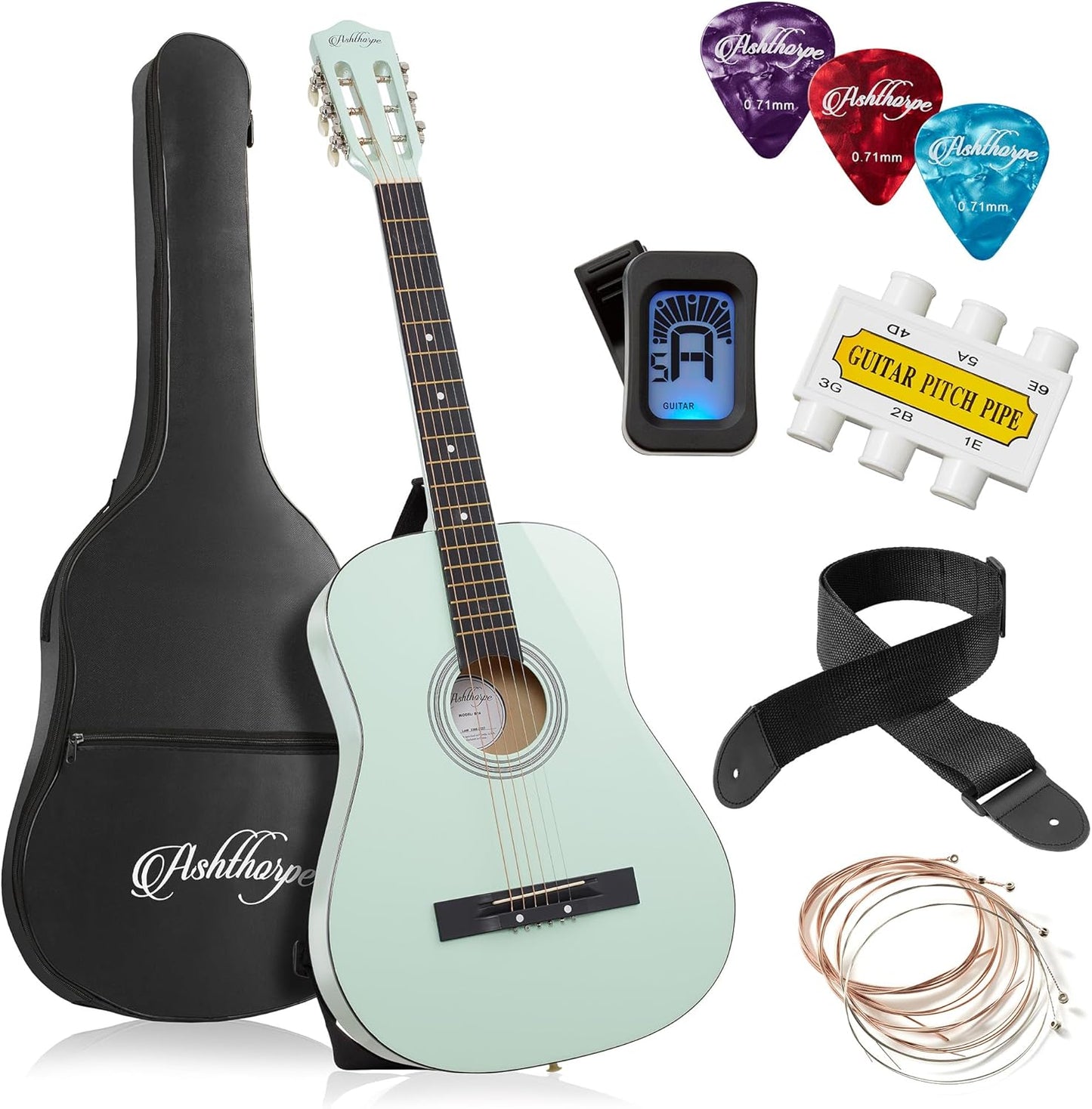 Ashthorpe 38 Mint Green Acoustic Guitar Kit
