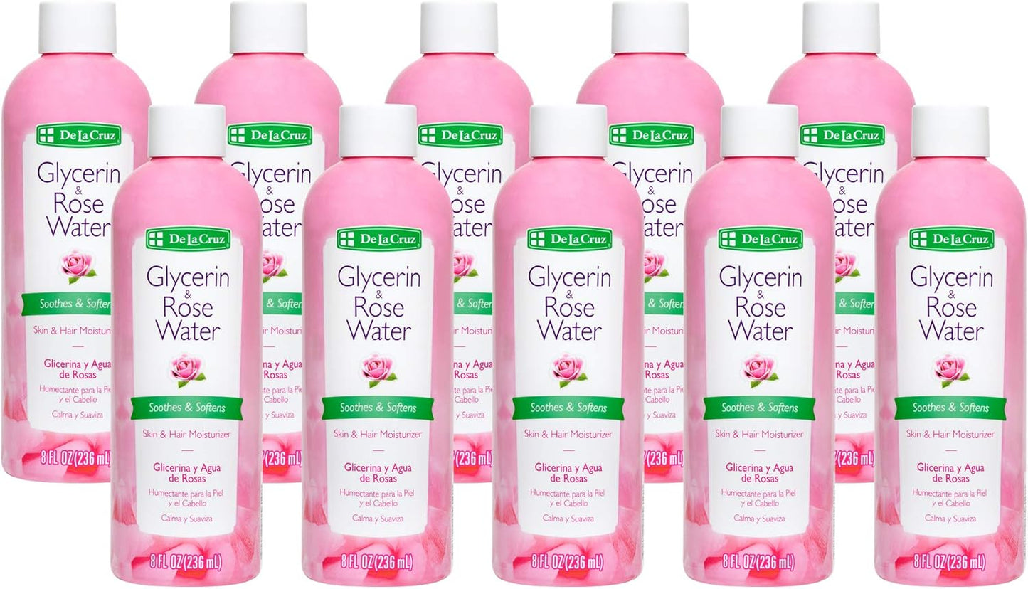 De La Cruz Rose Water and Glycerin for Face - 10 Bottles