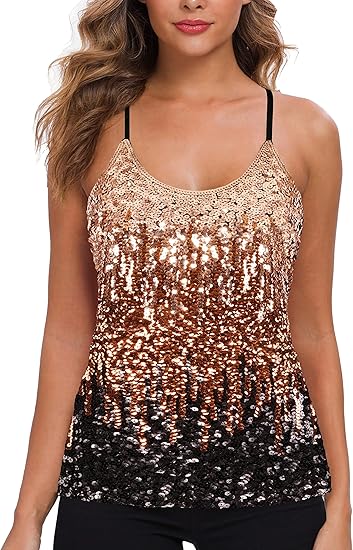 MANER Womens Sequin Tops for Glittery Party Looks