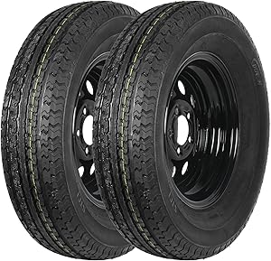 2 Pack Autocessking ST205/75R15 Radial Trailer Tire with Wheel