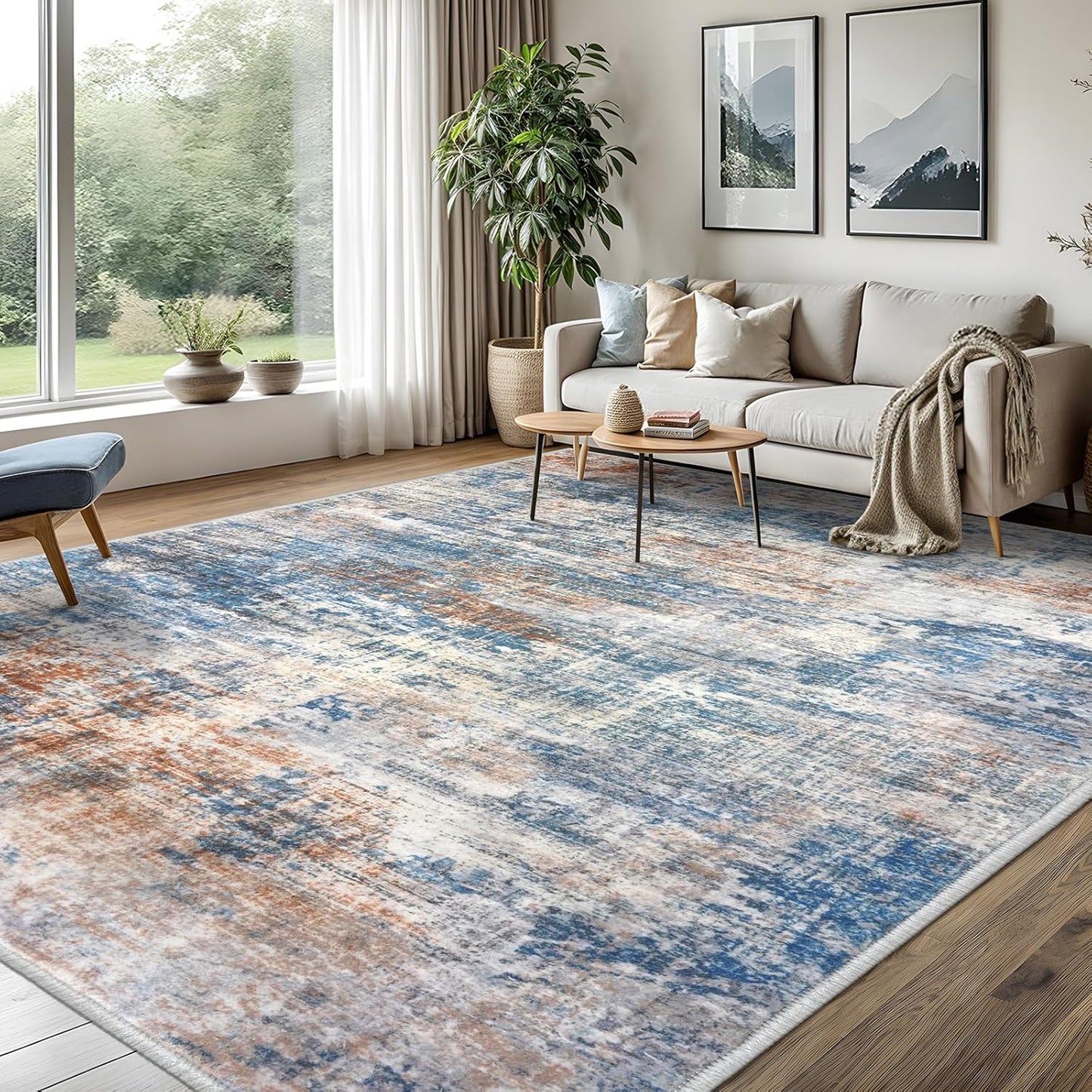IOHOUZE Abstract Area Rugs 8x10 Ft Washable for Living Room