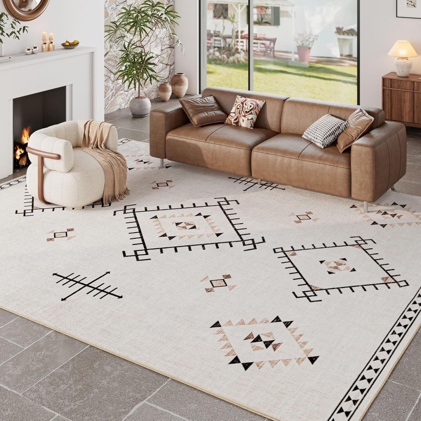 ILANGO Area Rug 8ftx10ft - Machine Washable Non-Slip Carpet