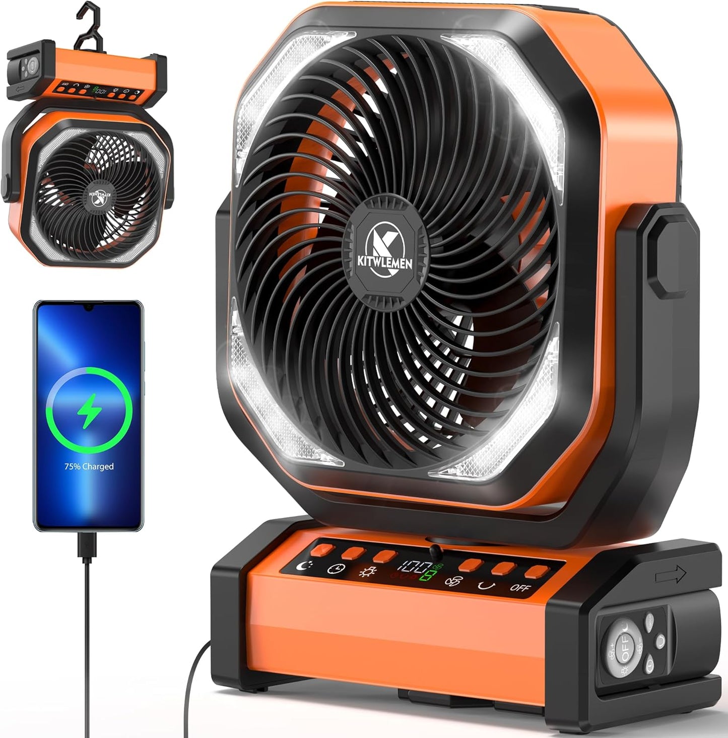 20000mAh Camping Fan: 112Hrs Run Time, 9 Speeds, Auto Oscillation