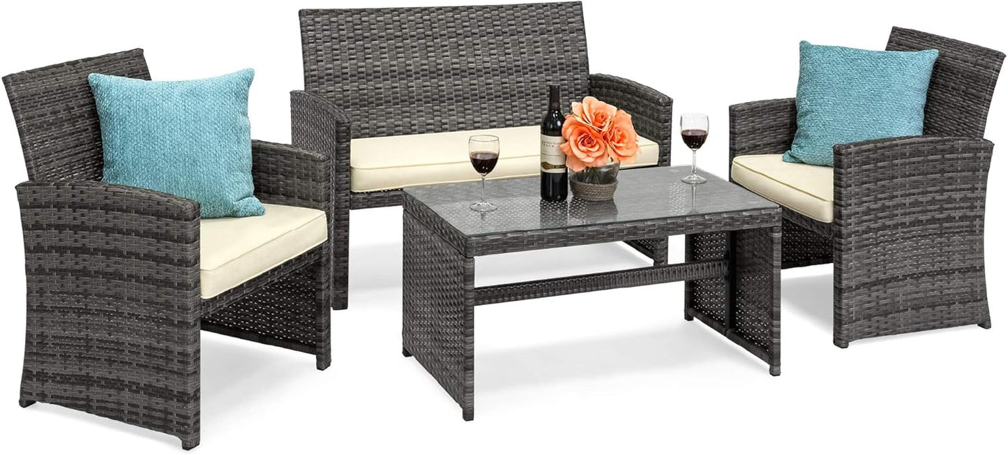 Best Choice Products 4-Piece Outdoor Wicker Patio Set for Comfort