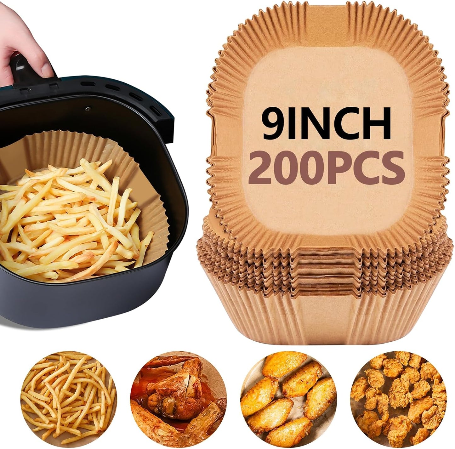 200 Pack Non-Stick Air Fryer Liners by UBeesize