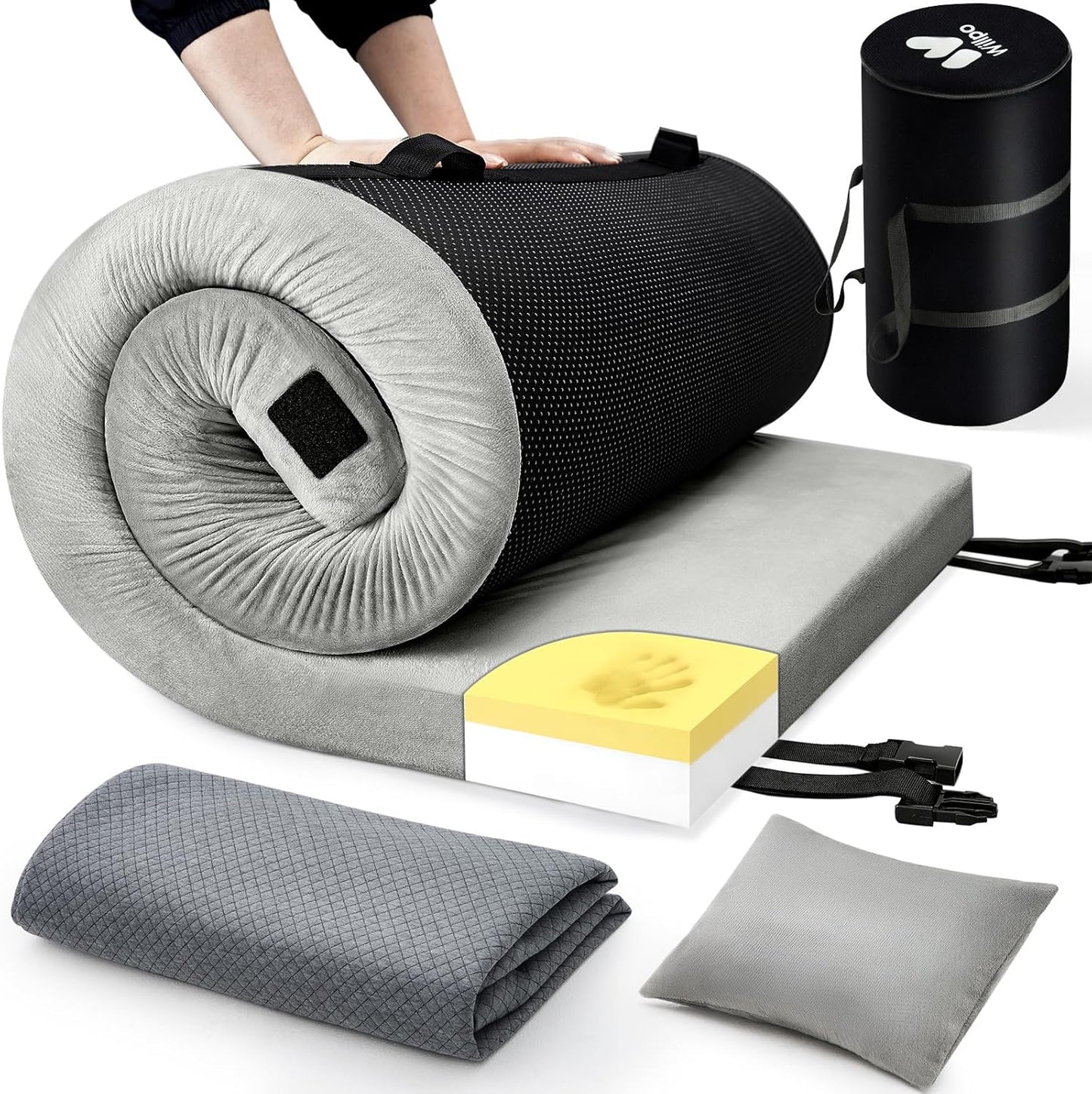 Willpo CertiPUR-US Memory Foam Camping Mattress for Comfort