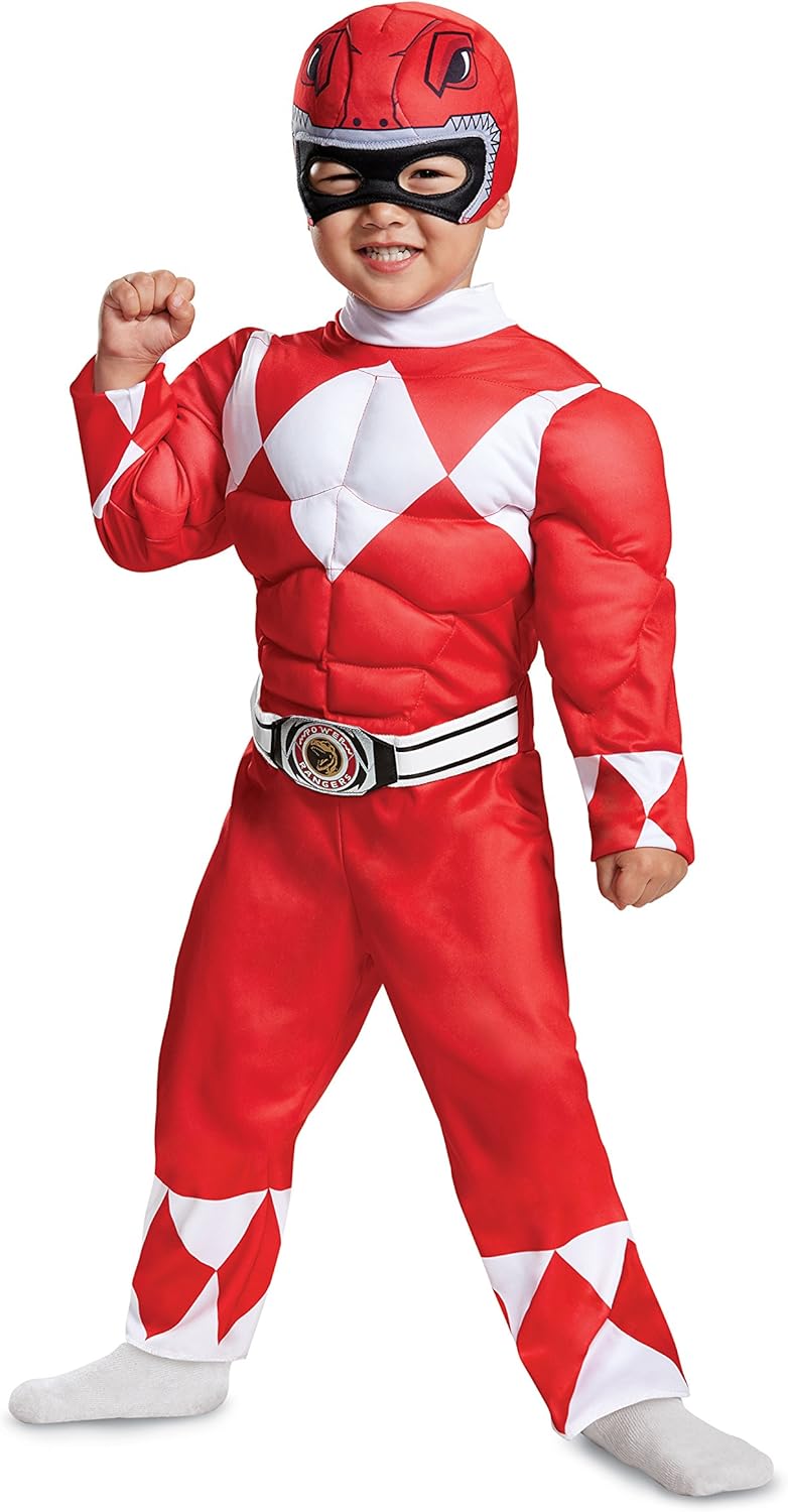 Disguise Red Ranger Toddler Muscle Costume for Kids, Size 2T