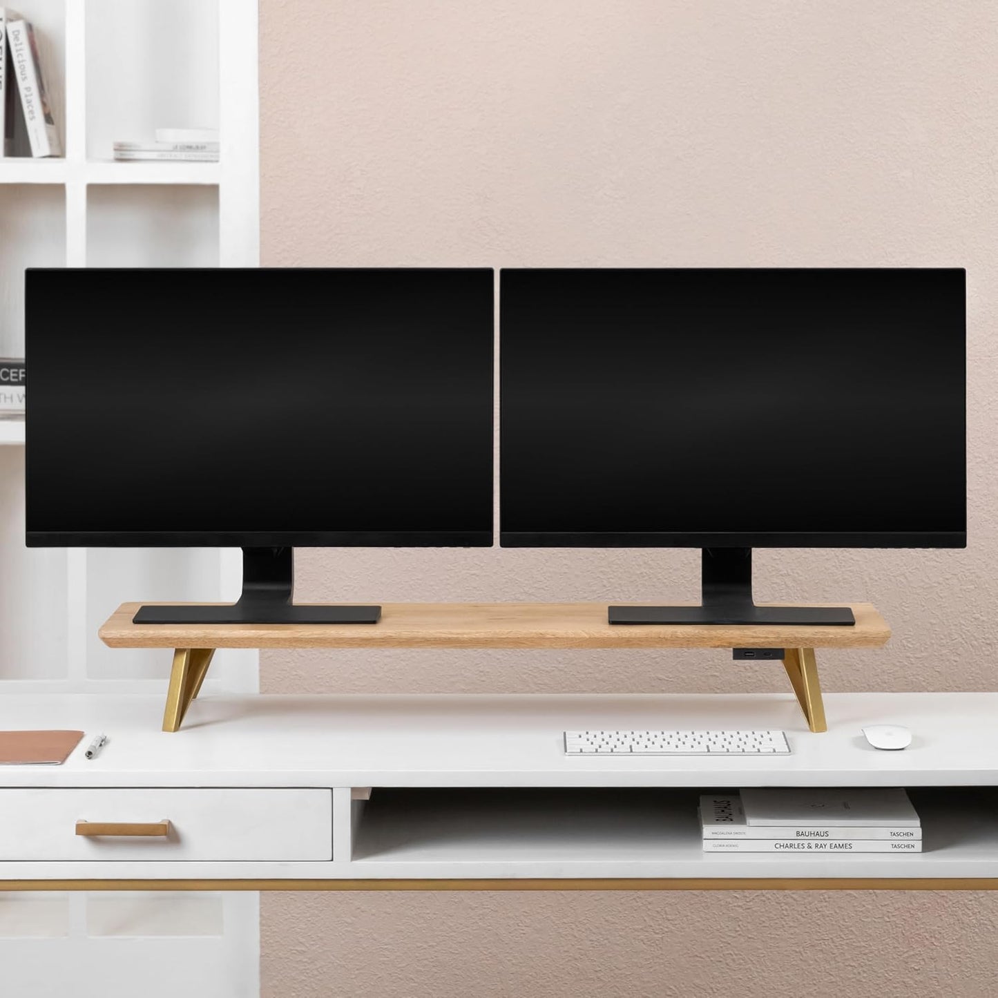 Ergonomic Monitor Riser for Desk - Space-Saving Stand Design