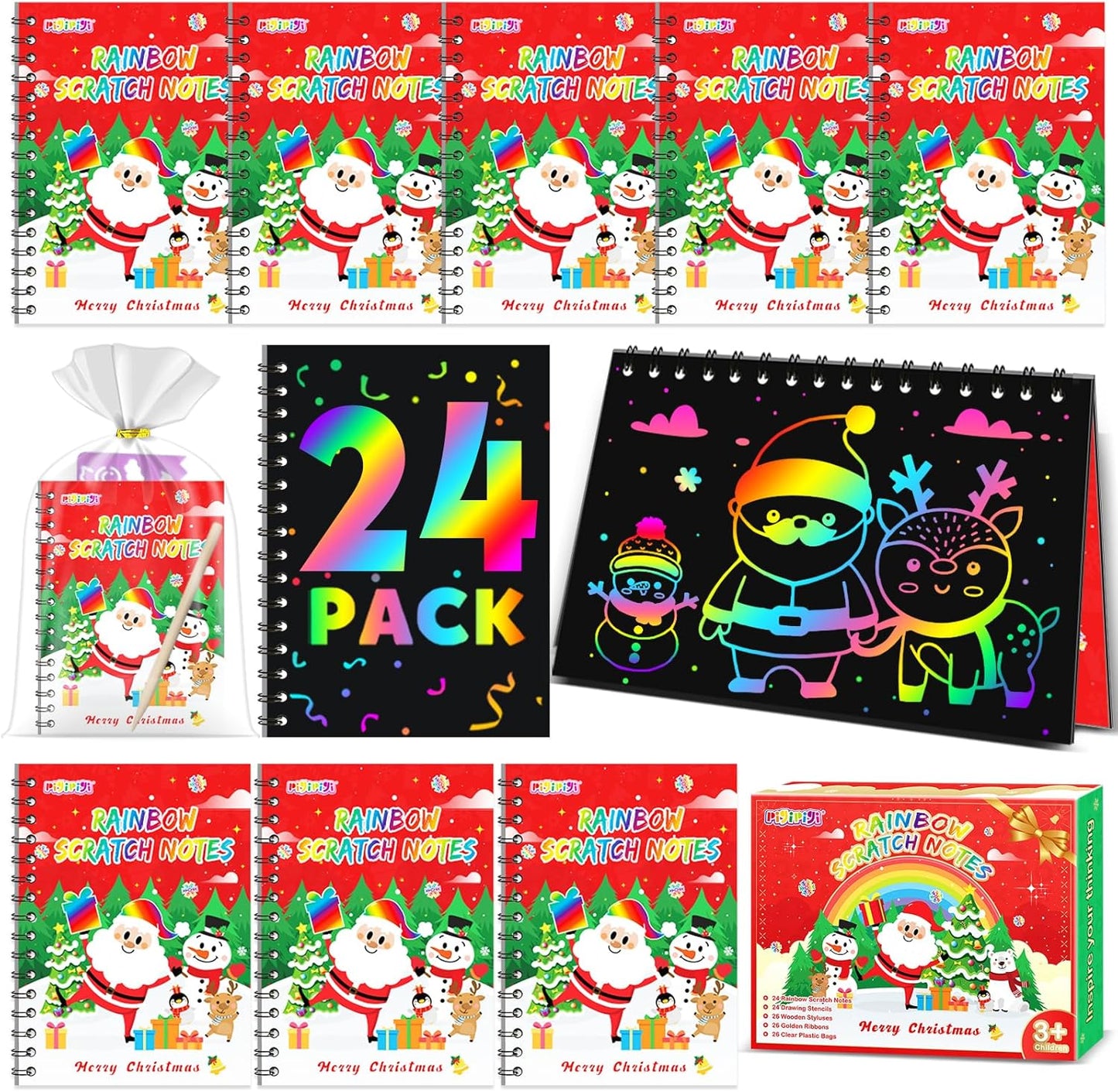 24 Pack Rainbow Scratch Notebook - Creative Kids Activity Set