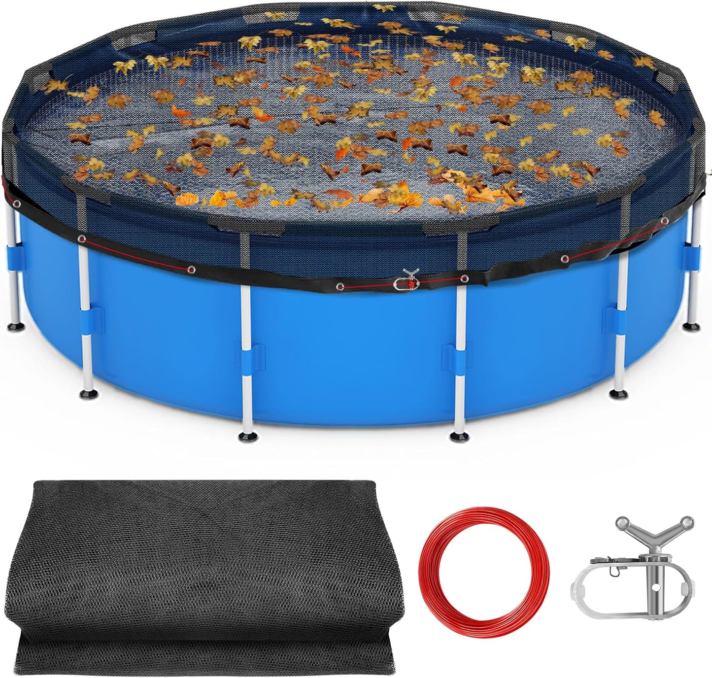 24 FT Pool Leaf Net Cover for Above Ground Pools - Ultra-Fine Mesh