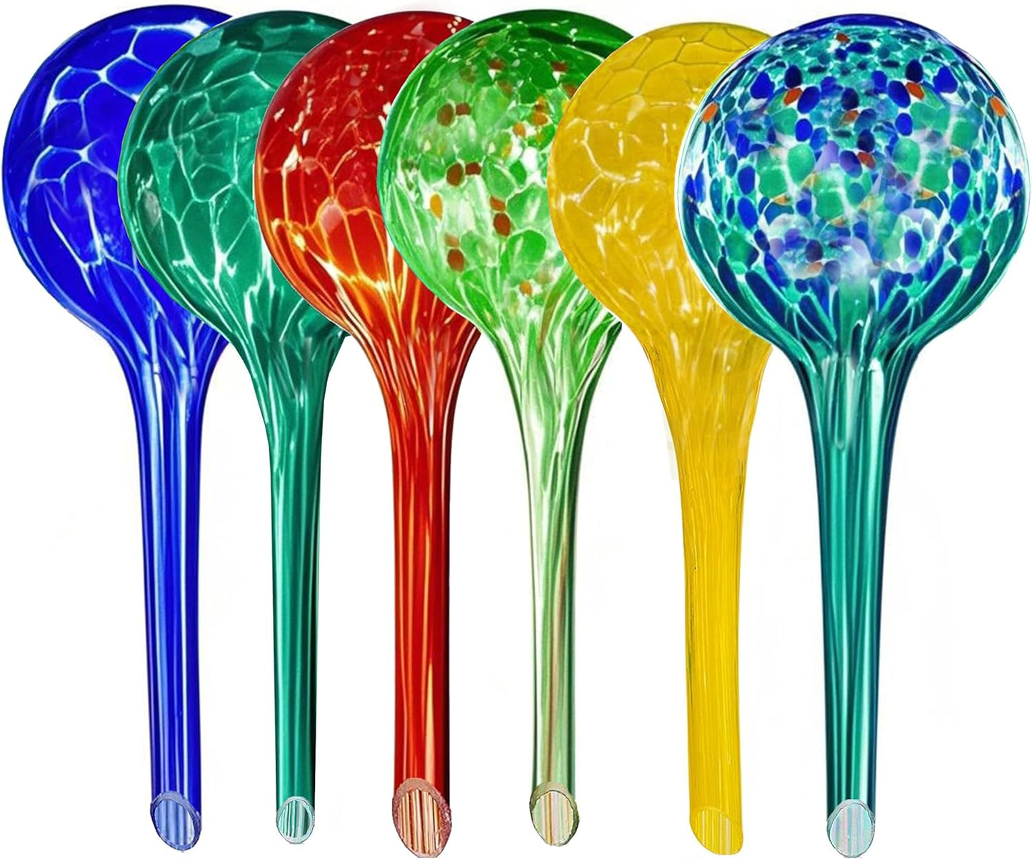Large Self Watering Globes for Plants - Set of 6 Colorful Bulbs