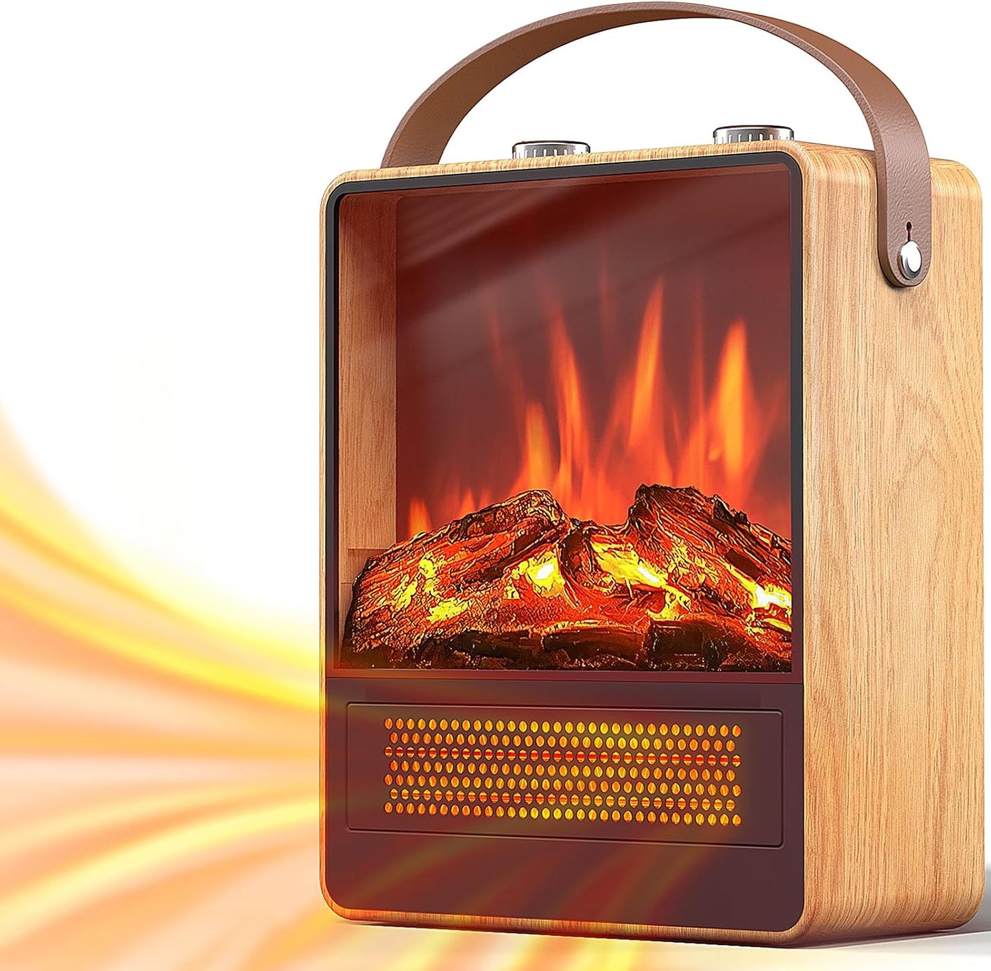 Riseon Oak Electric Fireplace Heater - Cozy 3D Flame