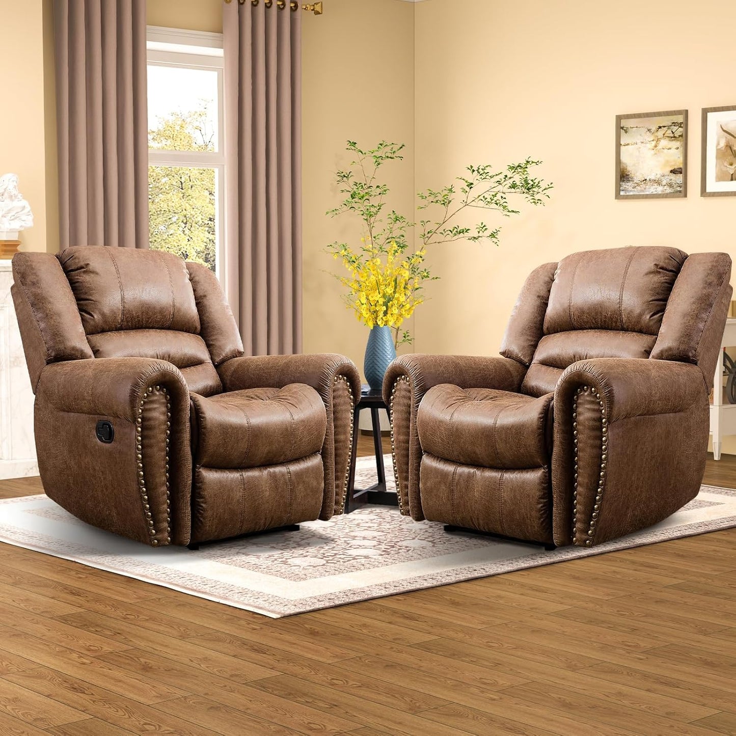 Classic Manual Recliner Chair Set of 2 for Ultimate Comfort