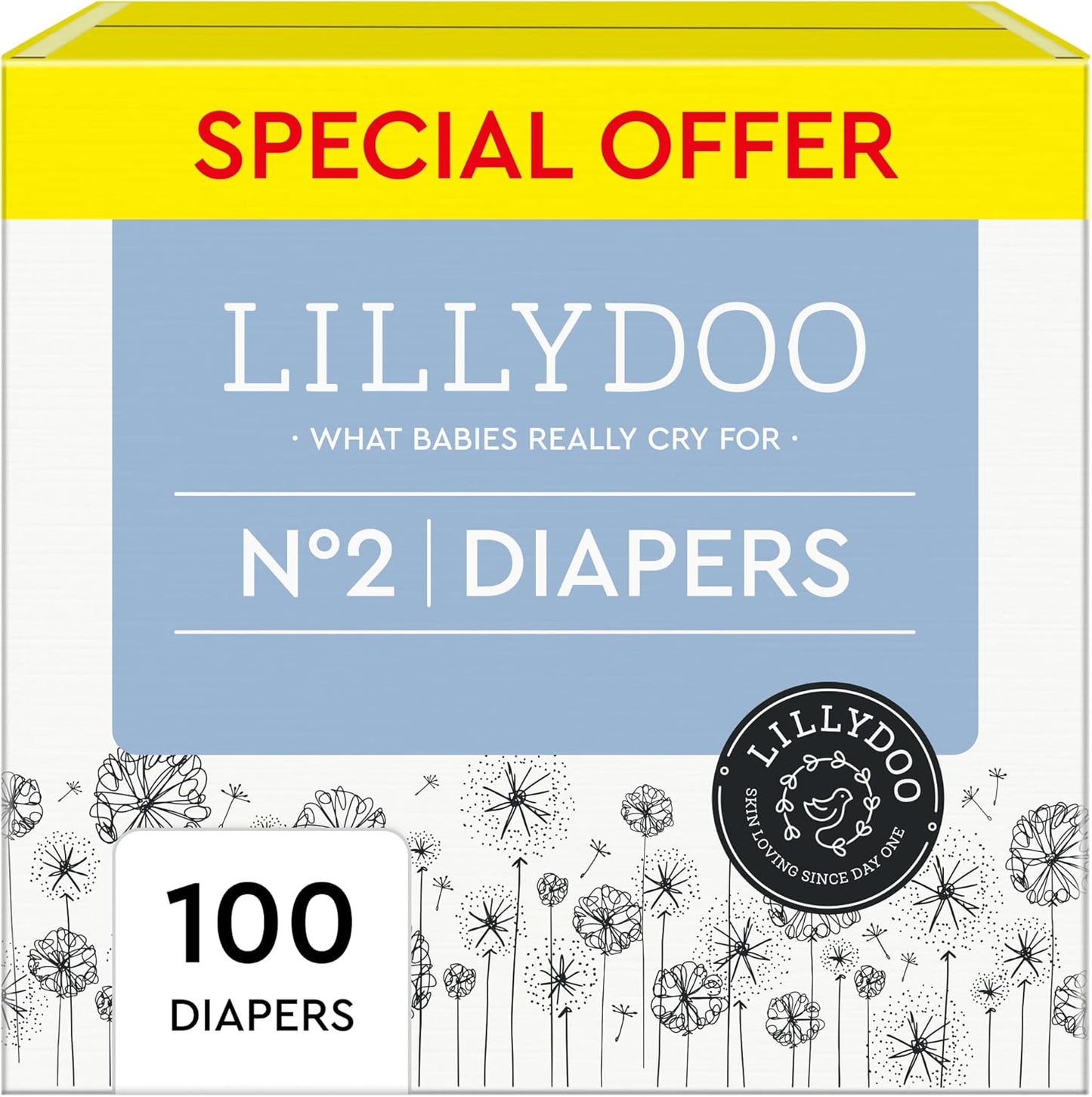 LILLYDOO Size 2 Diapers - Half-Month Supply, Skin-Friendly & Absorbent!