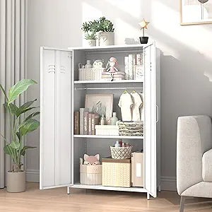 Durable 2 Door Metal Locker Storage Cabinet for Kids and Home