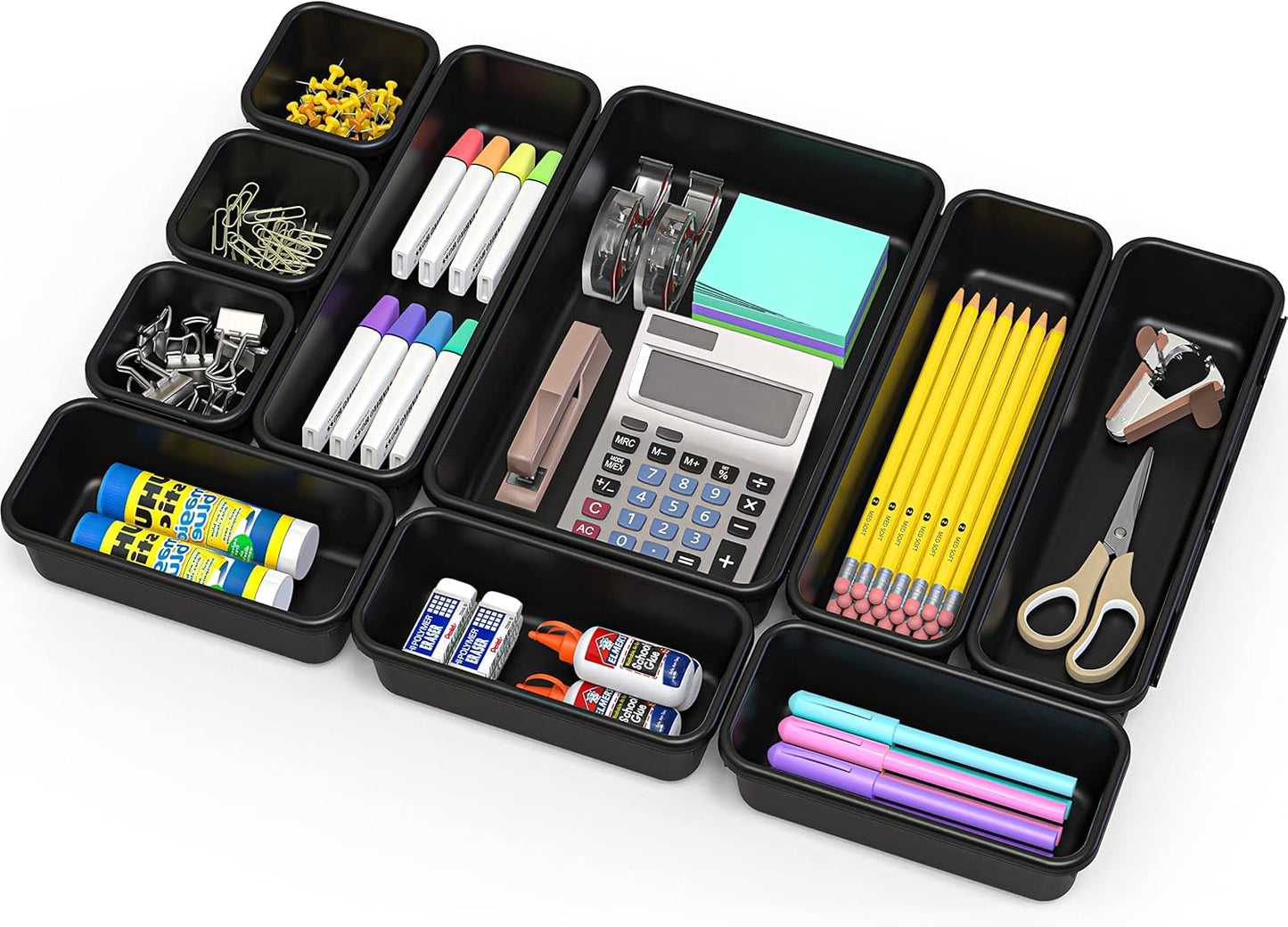 10-Pack Black Drawer Organizer Set by Simple Houseware