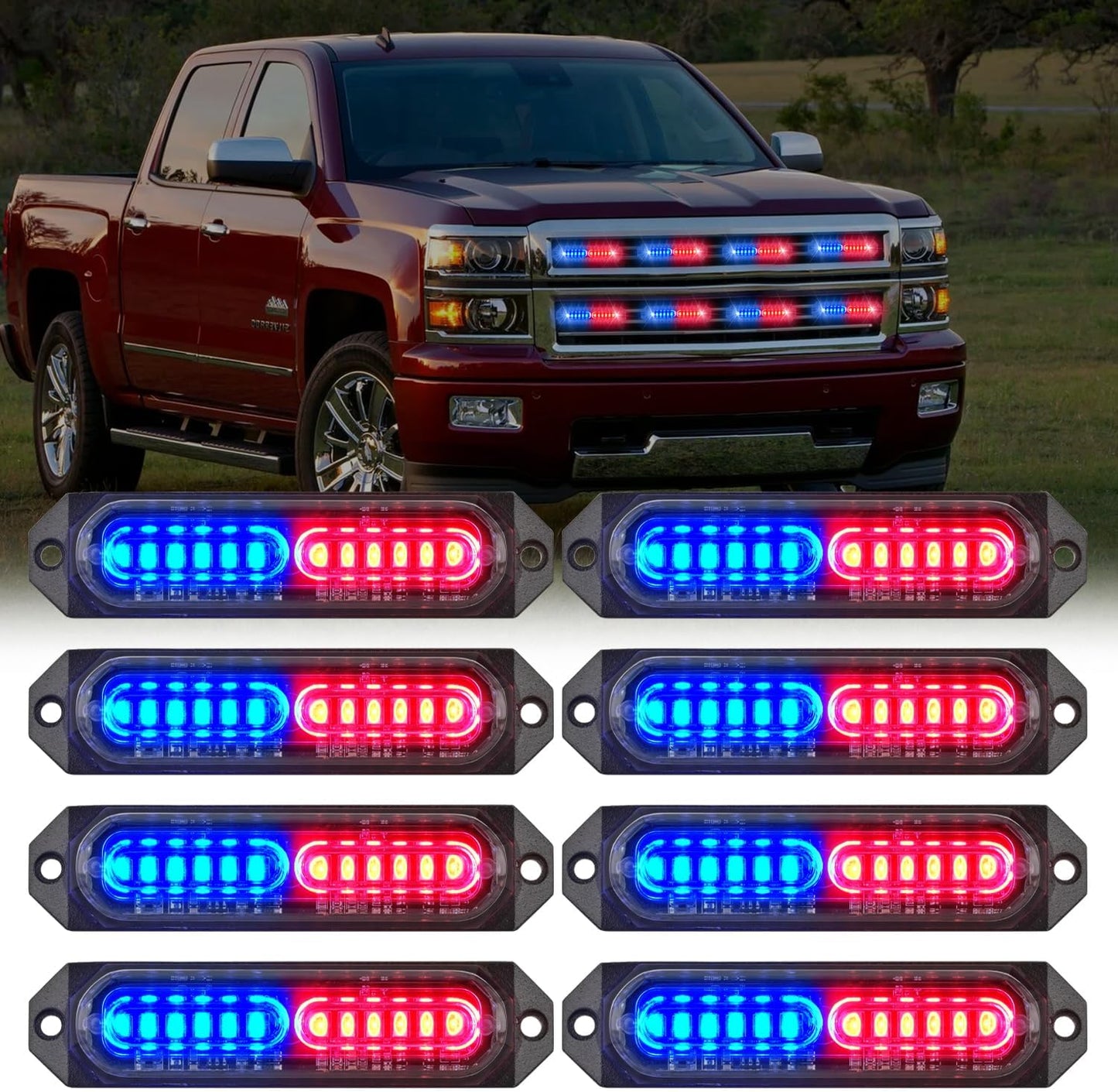 Nilight 8PCS LED Strobe Lights for Emergency Vehicles and More