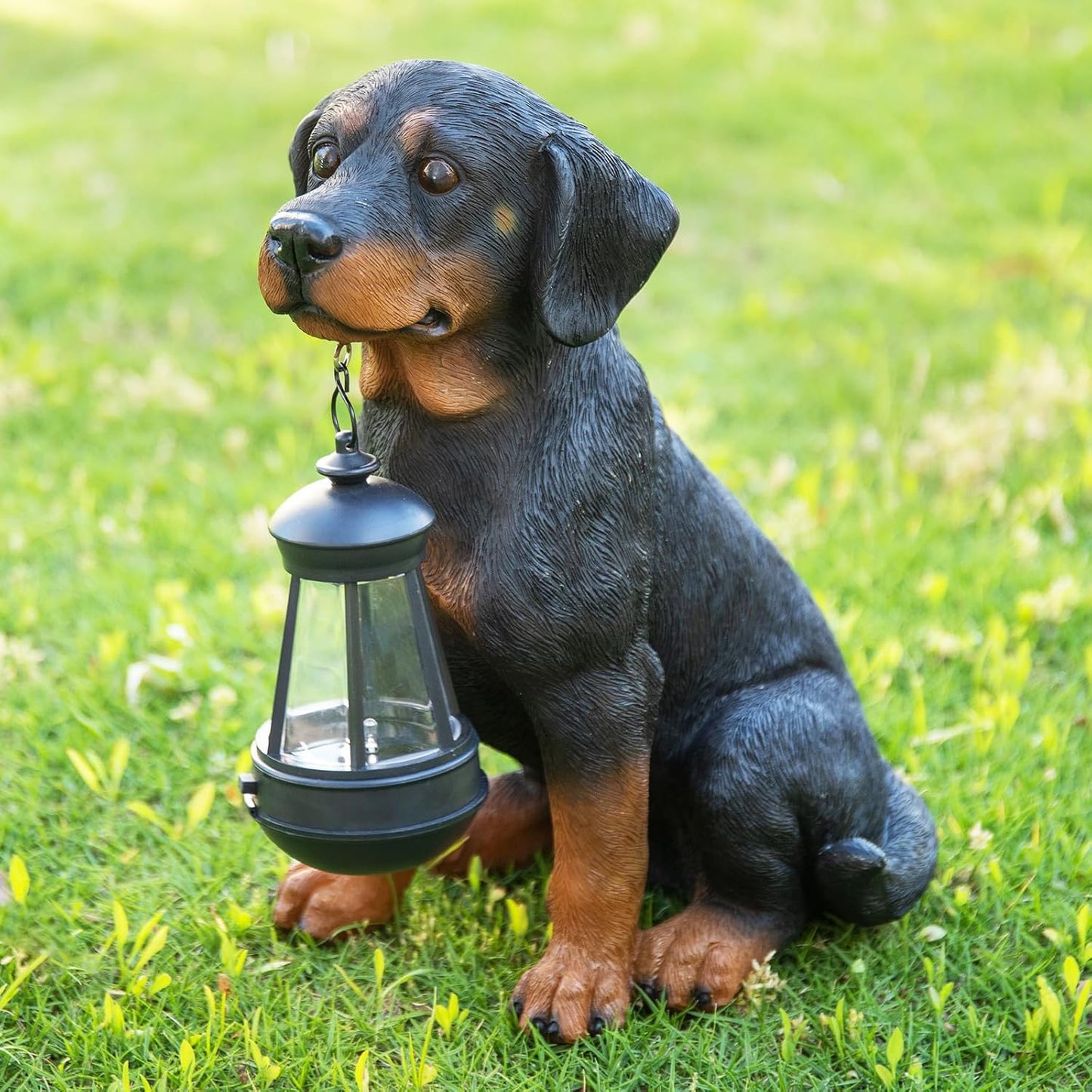 Garden Dog Statues Outdoor Decor with Solar Powered LED Lights