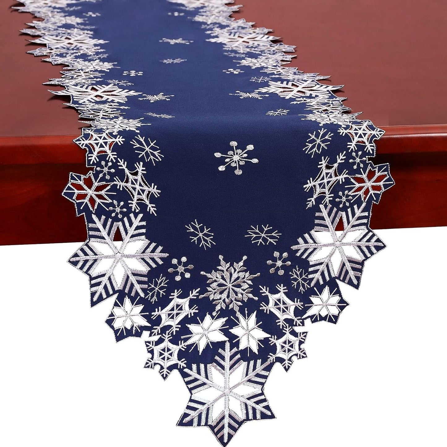Embroidered Snowflakes Table Runners for Christmas Holiday Decor