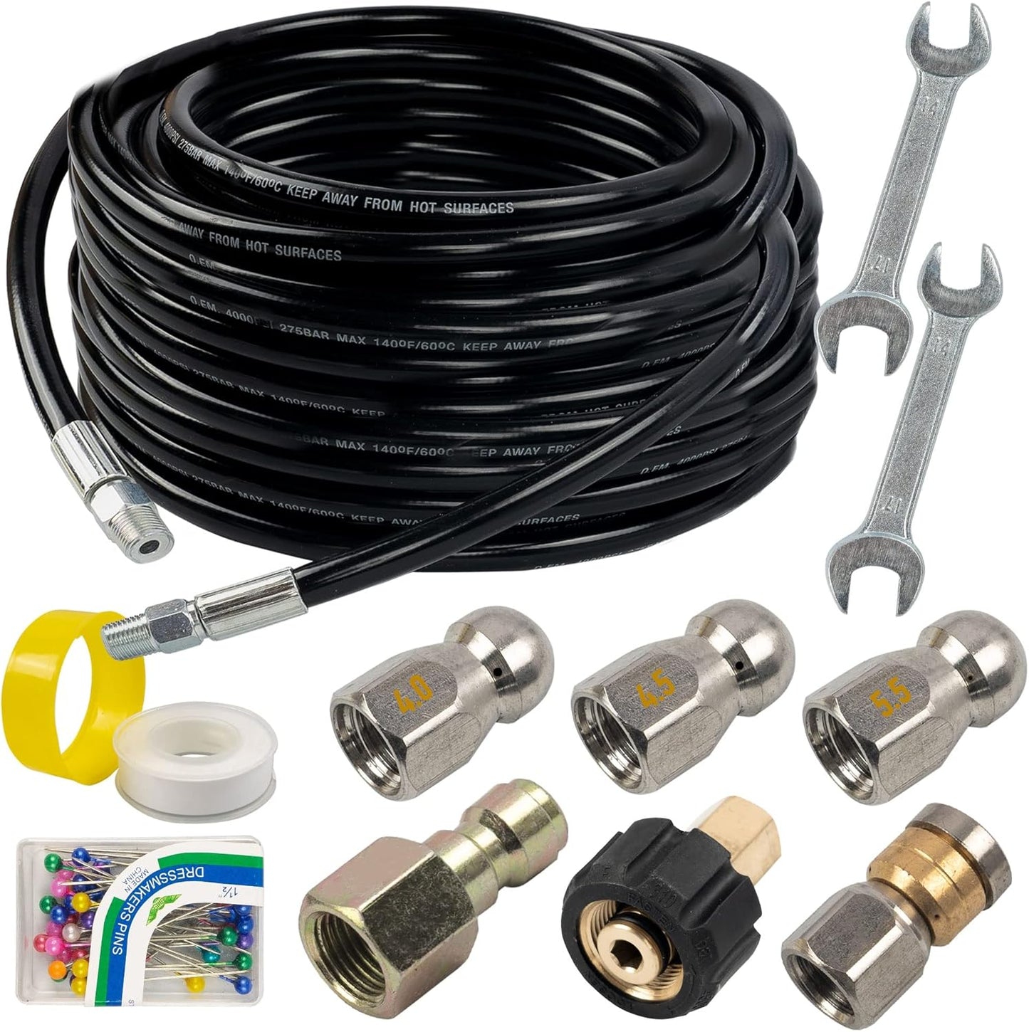 Hourleey Sewer Jetter Kit for Pressure Washer 50FT - High Quality