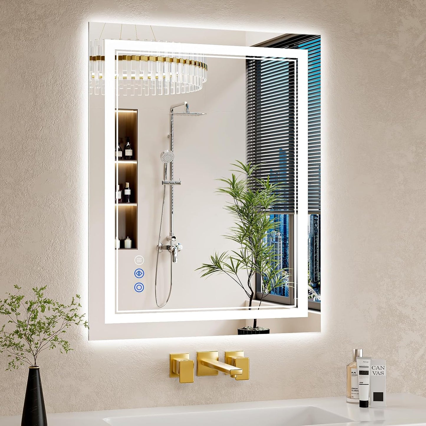 24x30 LED Bathroom Mirror with Lights, Anti-Fog, Dimmable