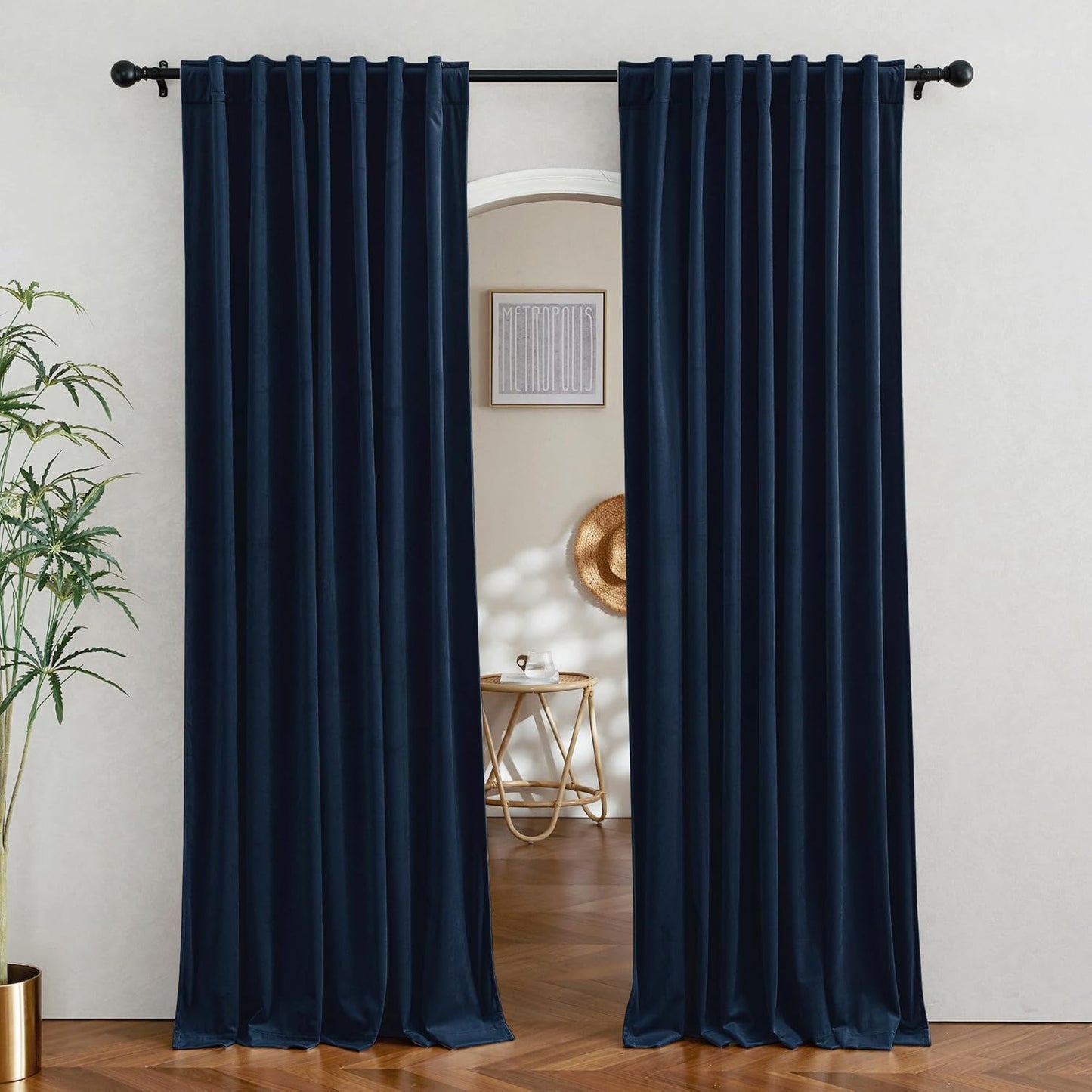 RYB Home Velvet Curtains for Sliding Door - Elegant Room Divider