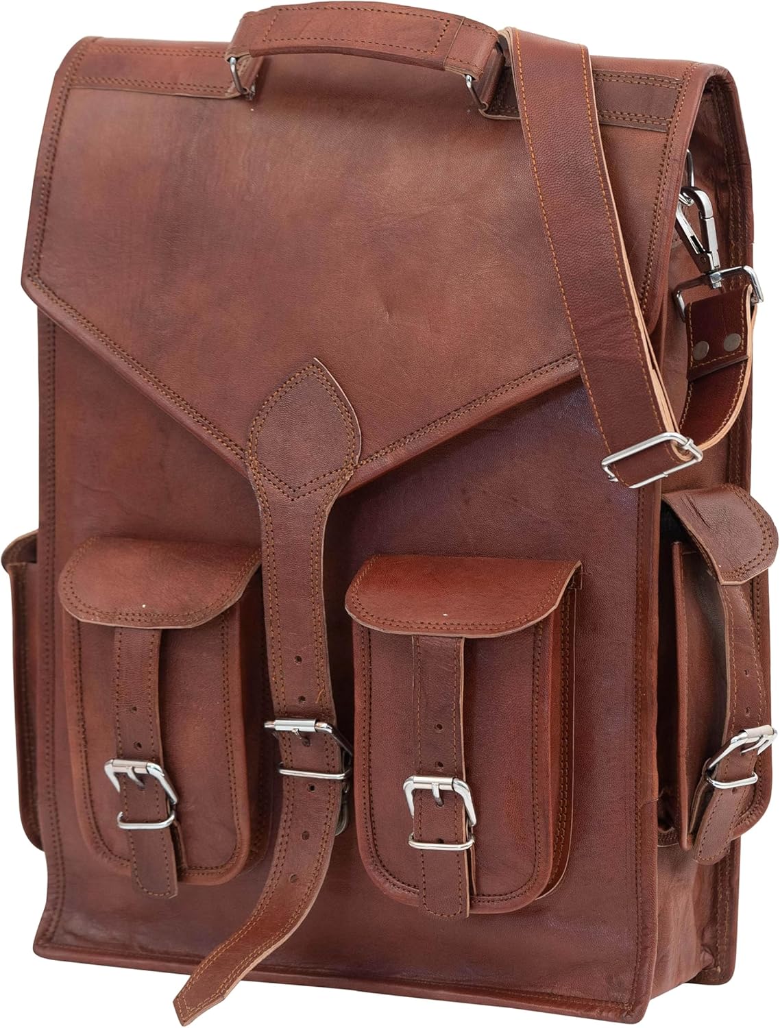 Brown Vintage Leather Backpack for Men and Women - Stylish Rucksack