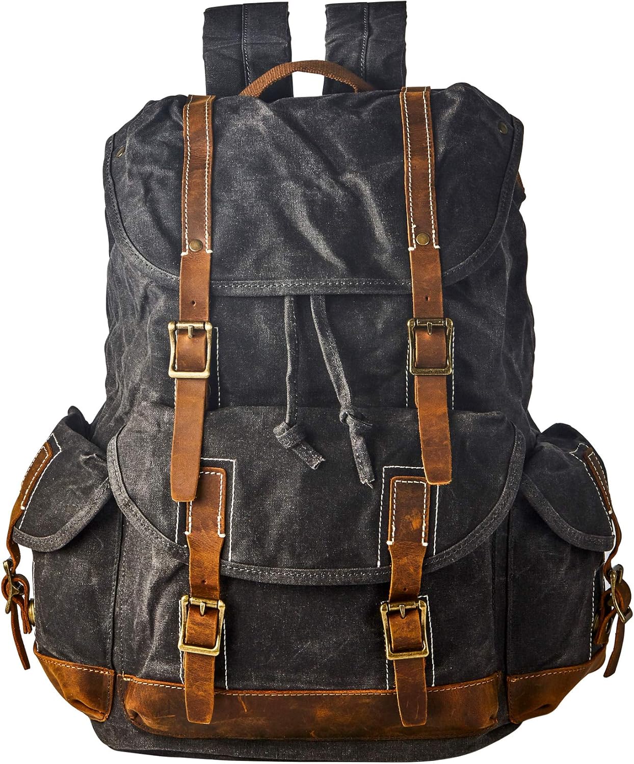 Heavy Duty Waxed Canvas Vintage Backpack for Travel and Work