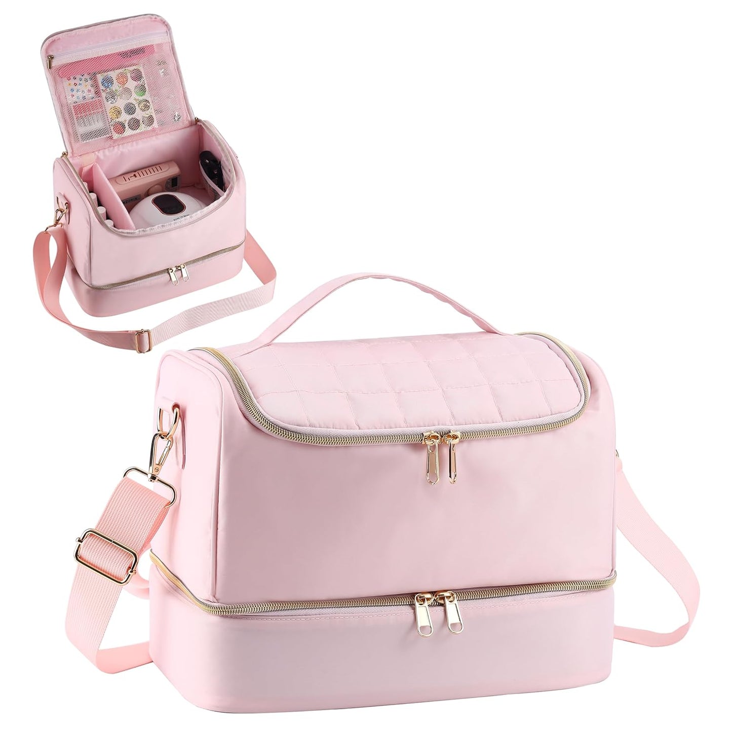 Nail Polish Organizer Case for Travel and Daily Use - Pink