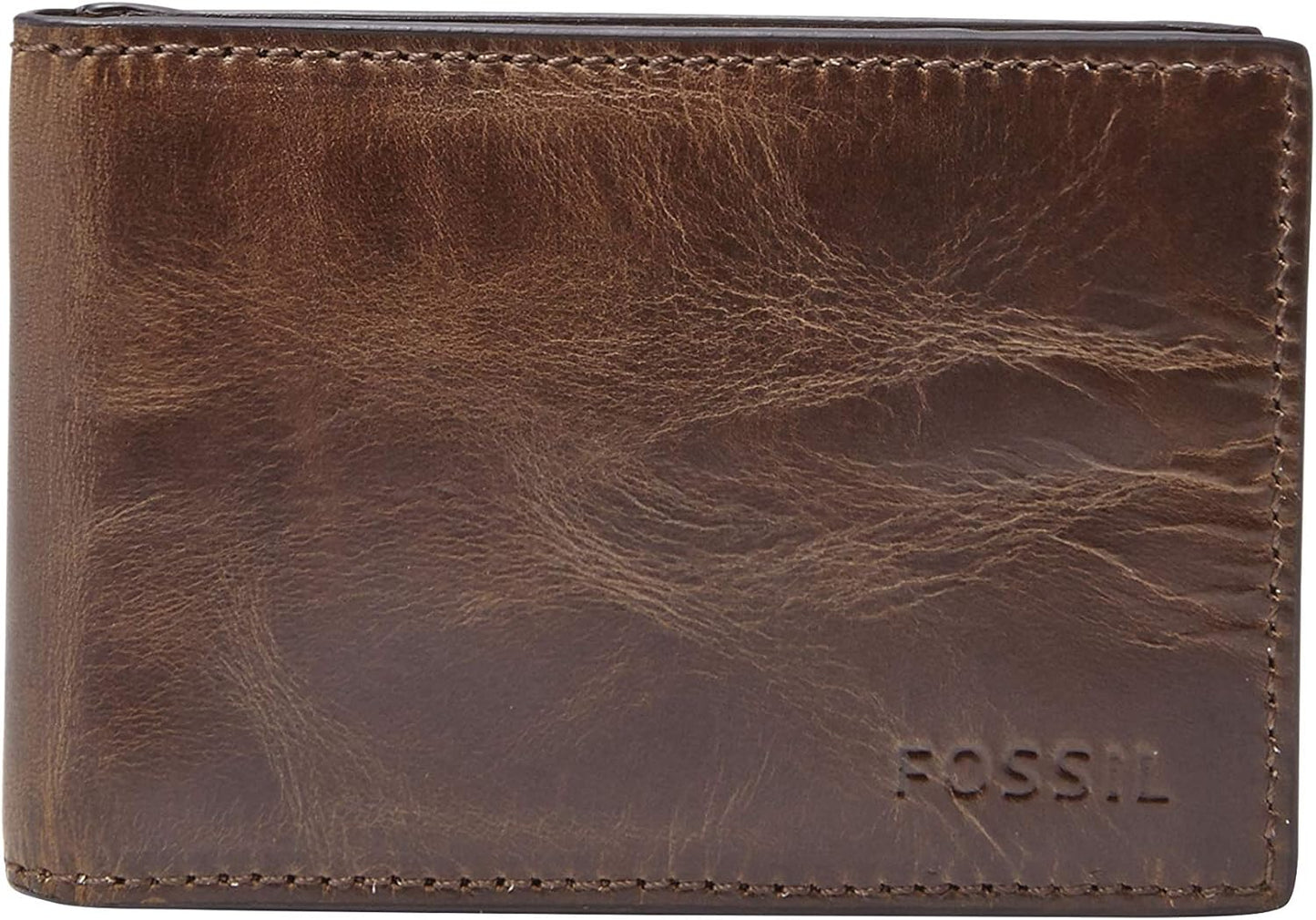 Fossil Men's Leather Slim Minimalist Bifold Wallet with Money Clip