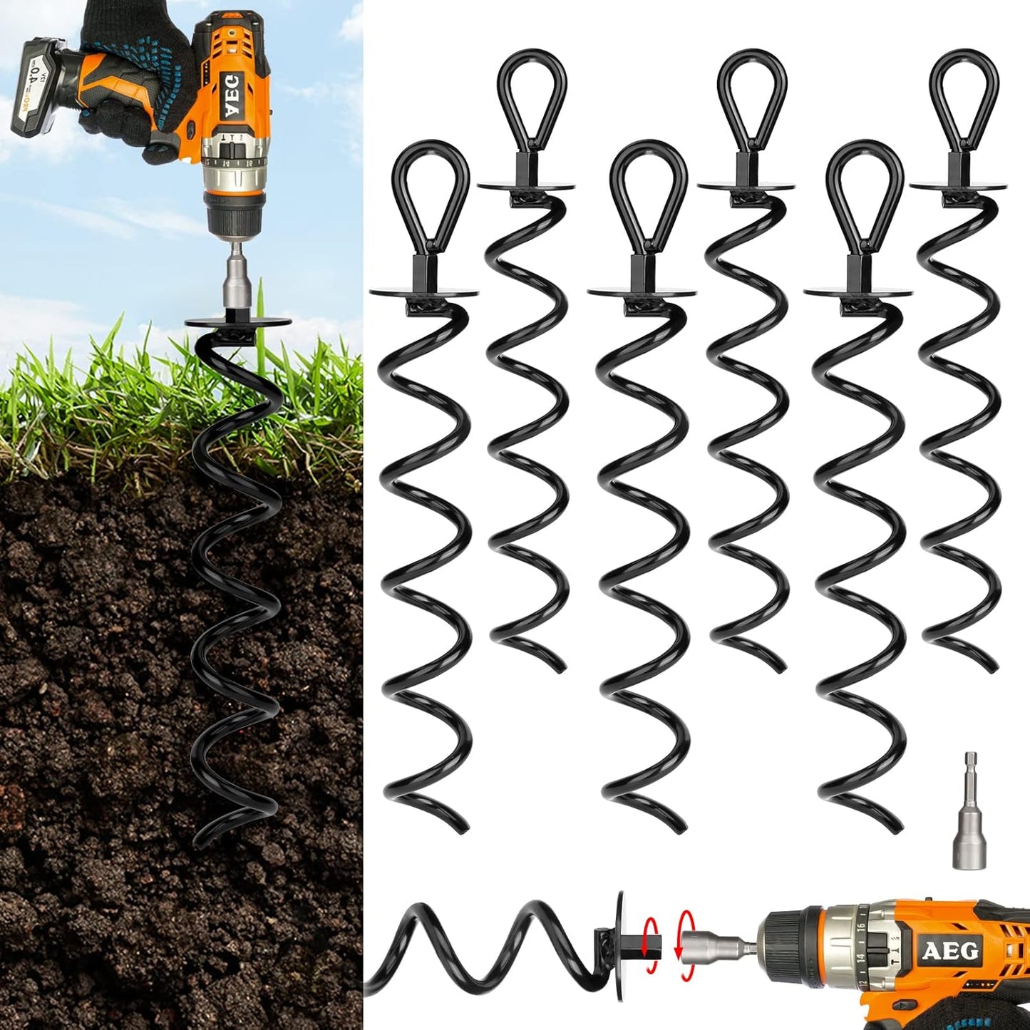 6 PCS Heavy Duty Ground Anchors for High Winds and Stability