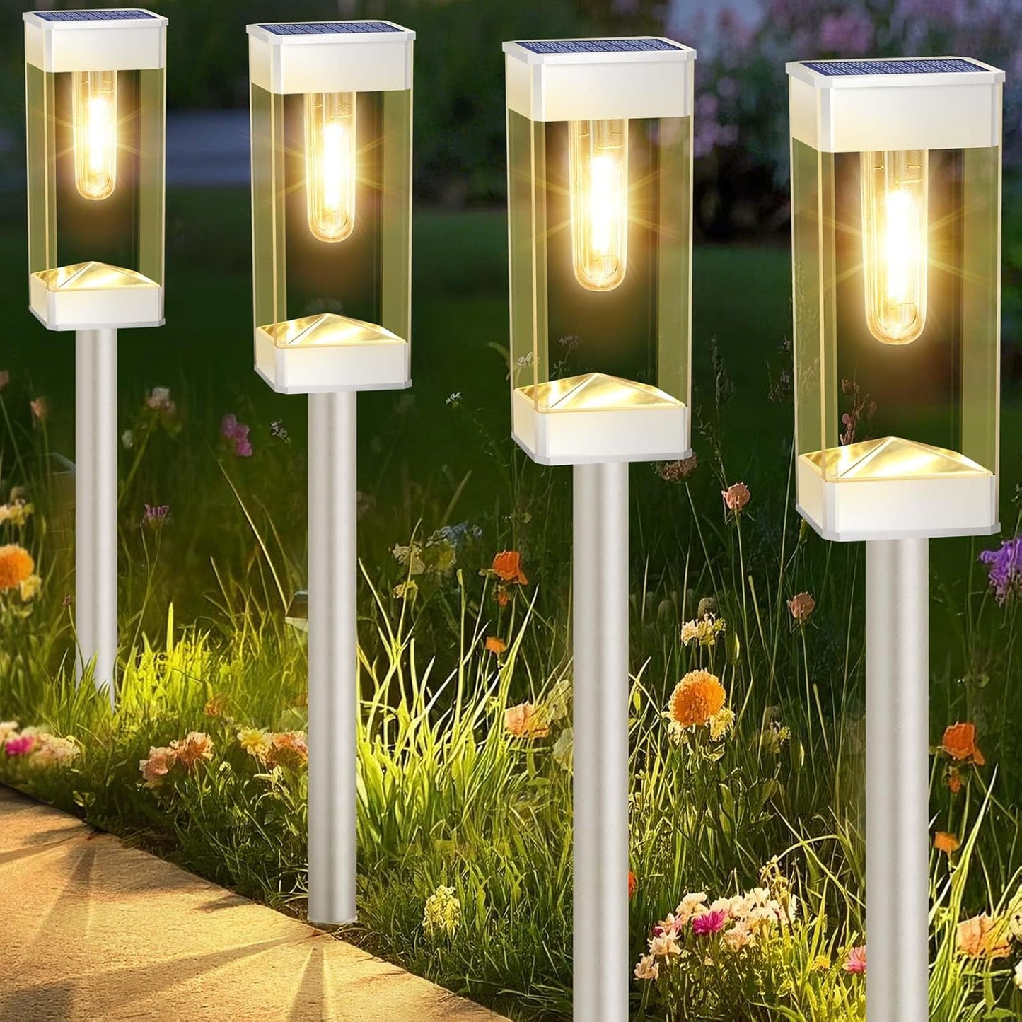 Gorrzai Solar Pathway Lights 8 Pack for Outdoor Lighting