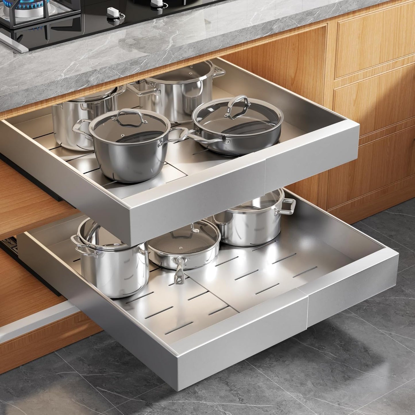 Expandable Pull Out Cabinet Organizer for Framed Cabinets