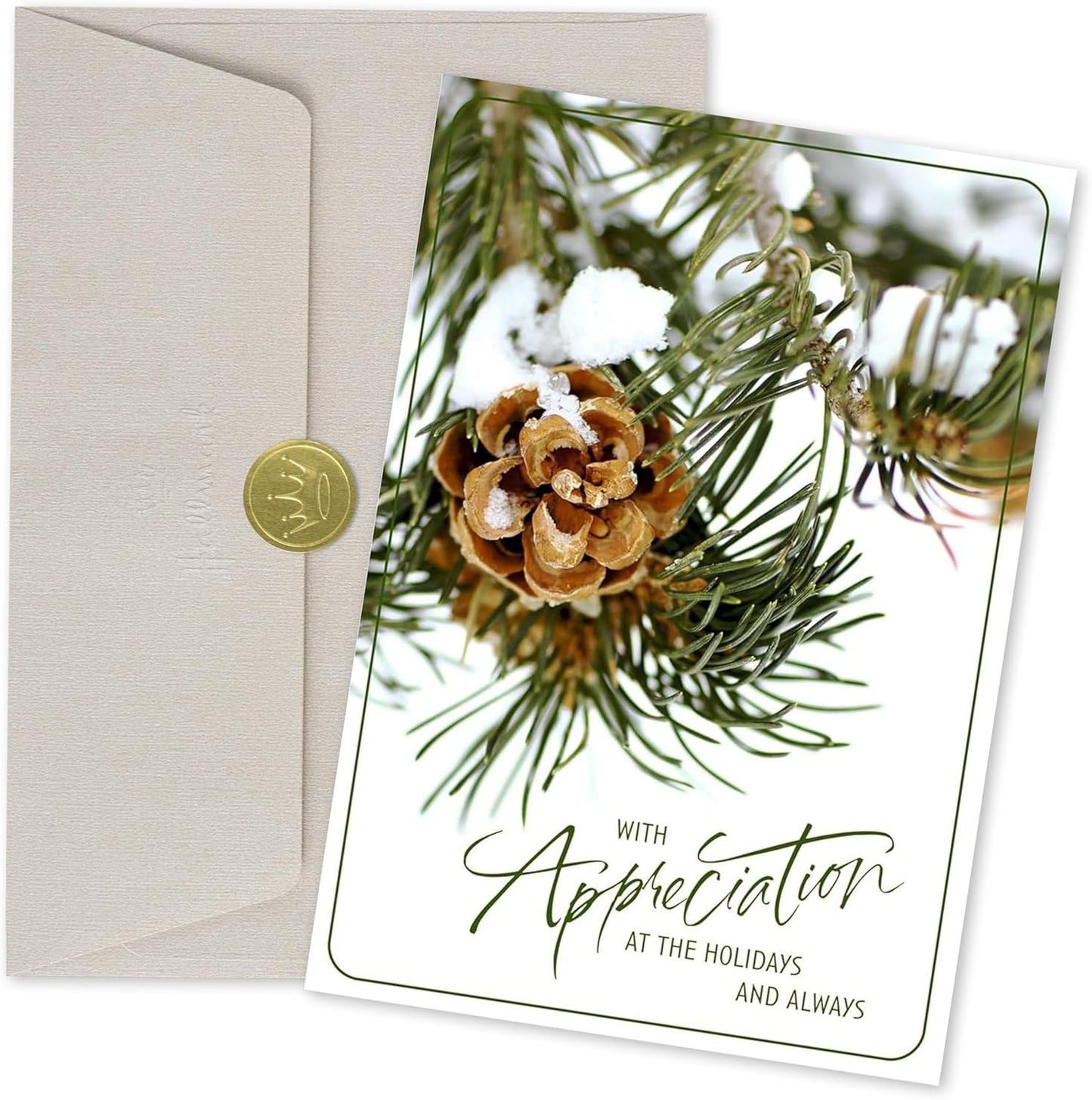 Holiday Cards for Employees - 25 Pack Winter Pinecone Design