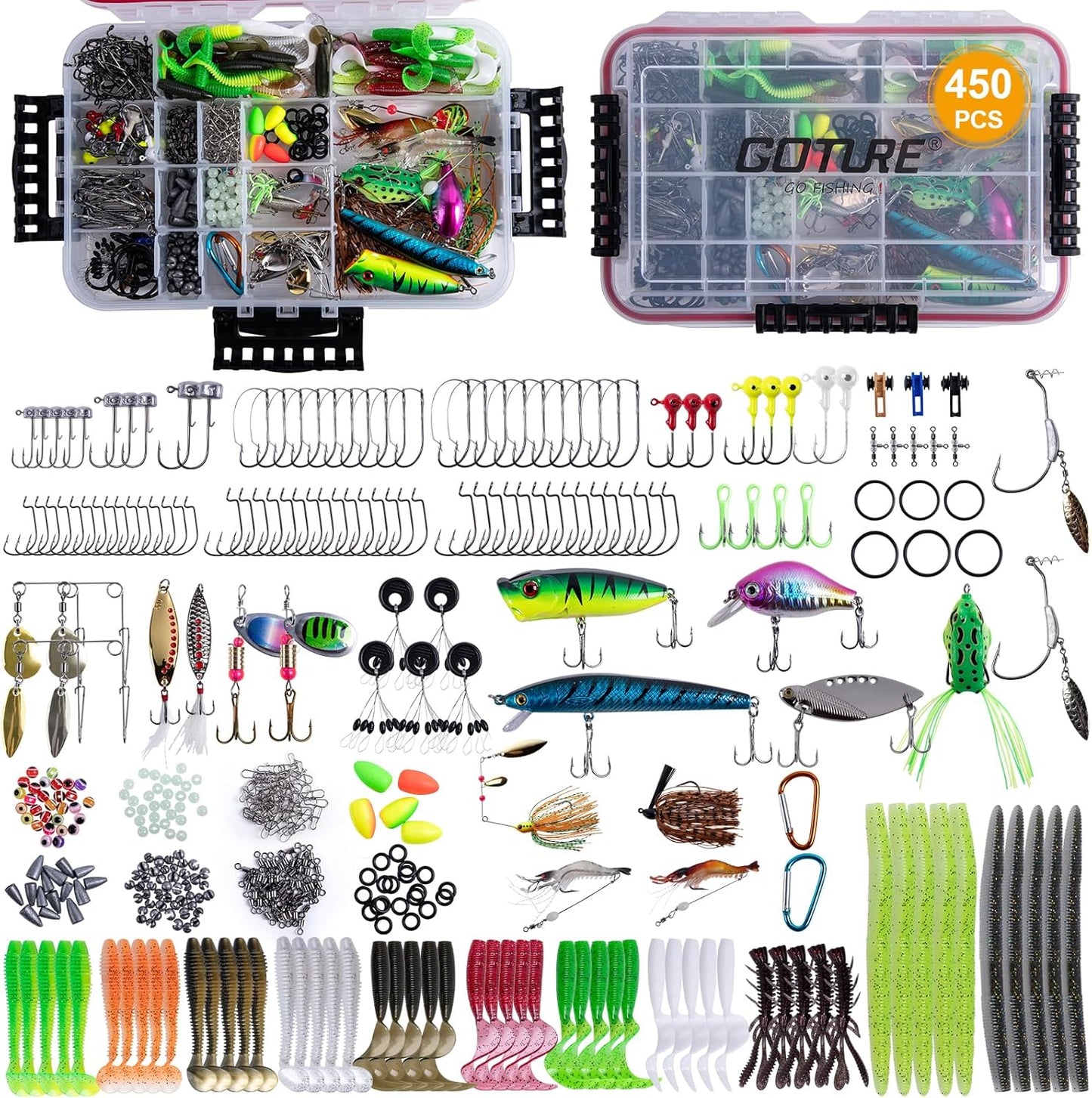 Premium 450-Pc Fishing Lures Kit - Tackle Box Included