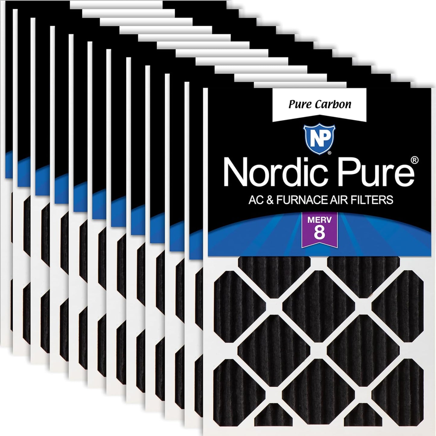 Nordic Pure 16x25x2 Carbon Pleated Odor Reduction Filters 12 Pack