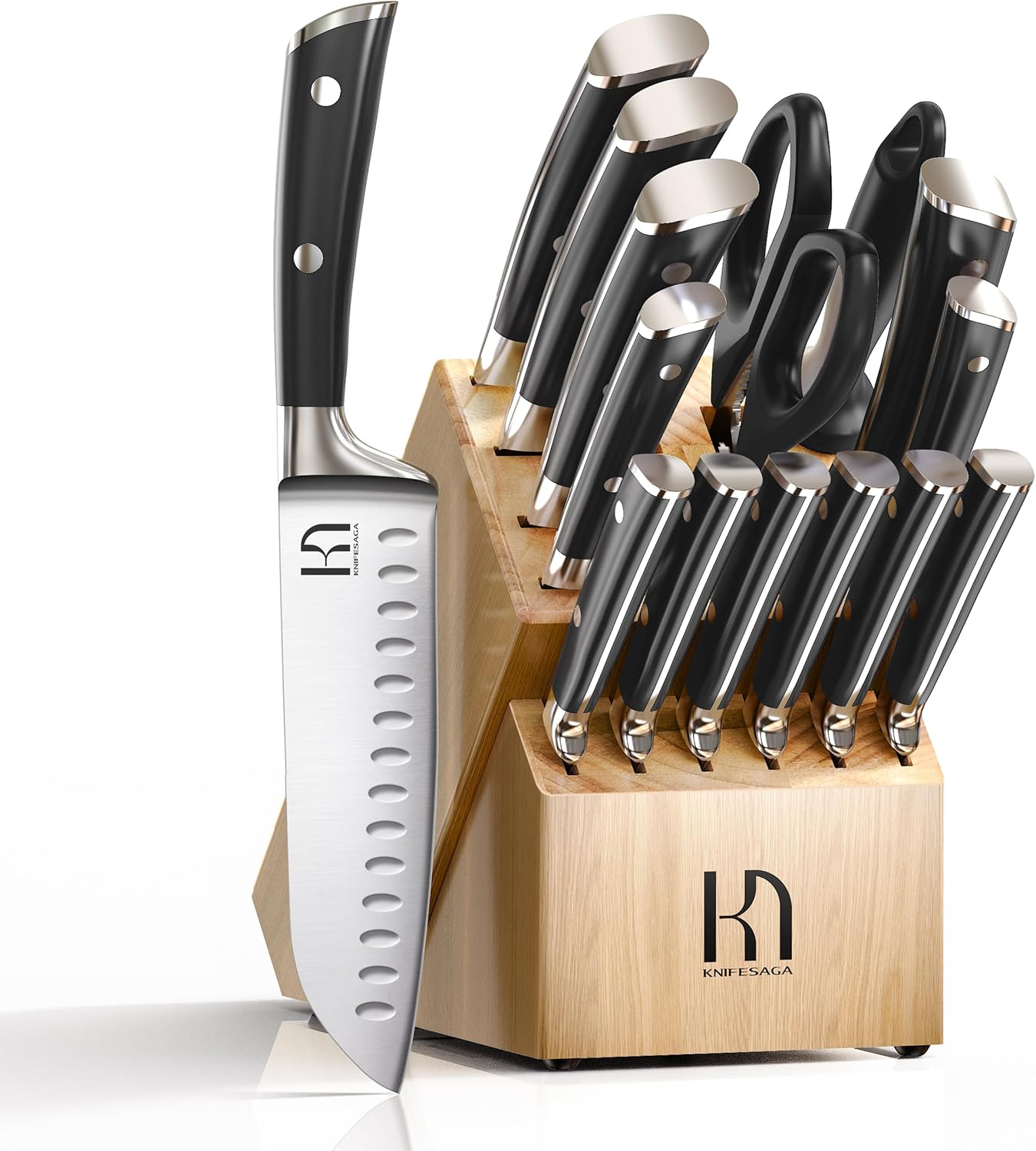 KnifeSaga Japanese 15 PCS Ultra Sharp Kitchen Knives Set