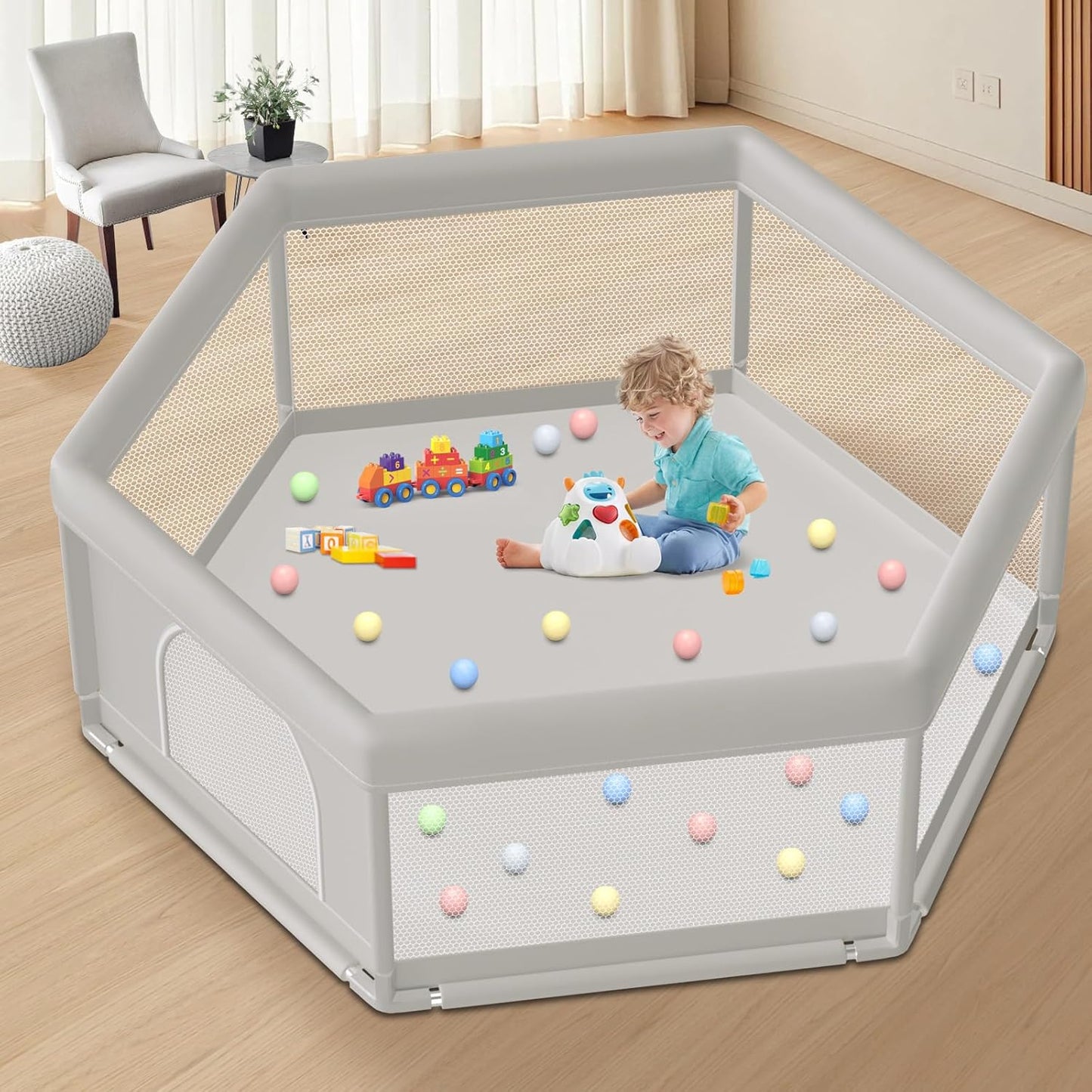 Spacious Hexagonal Baby Playpen - Indoor & Outdoor Fun!