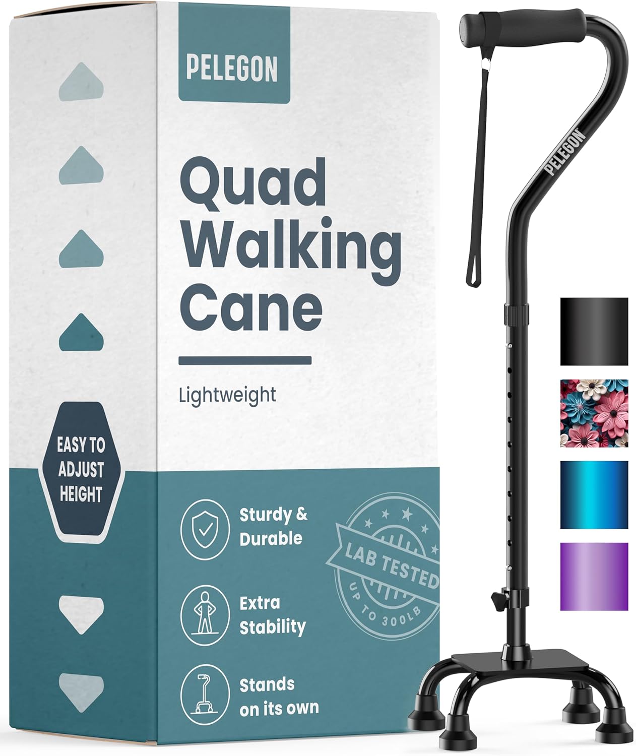 PELEGON Quad Cane for Enhanced Stability and Comfort Support