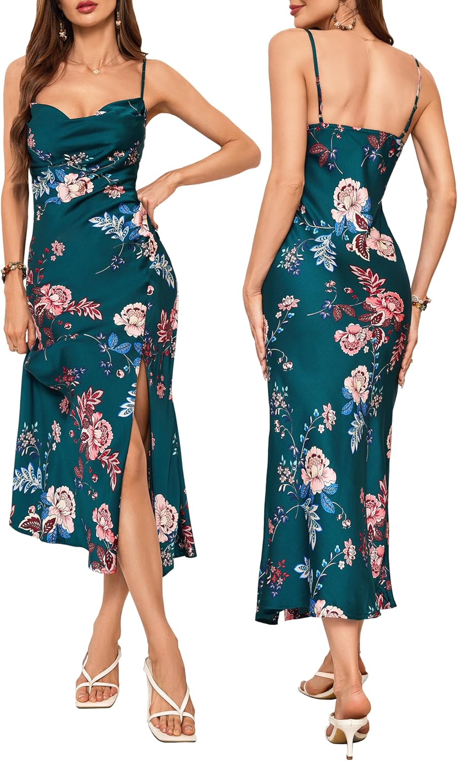 Elegant Satin Slip Midi Dress for Women - Perfect for Parties