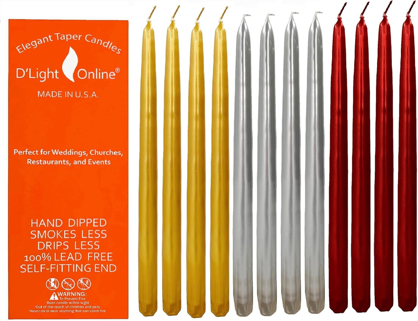 Premium Quality 12 Inch Metallic Taper Candles for Any Occasion