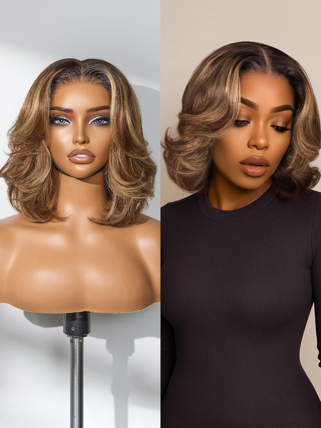 LUVME HAIR 5X5 Layer Cut Bob Wig 100% Human Hair 10 in Highlights