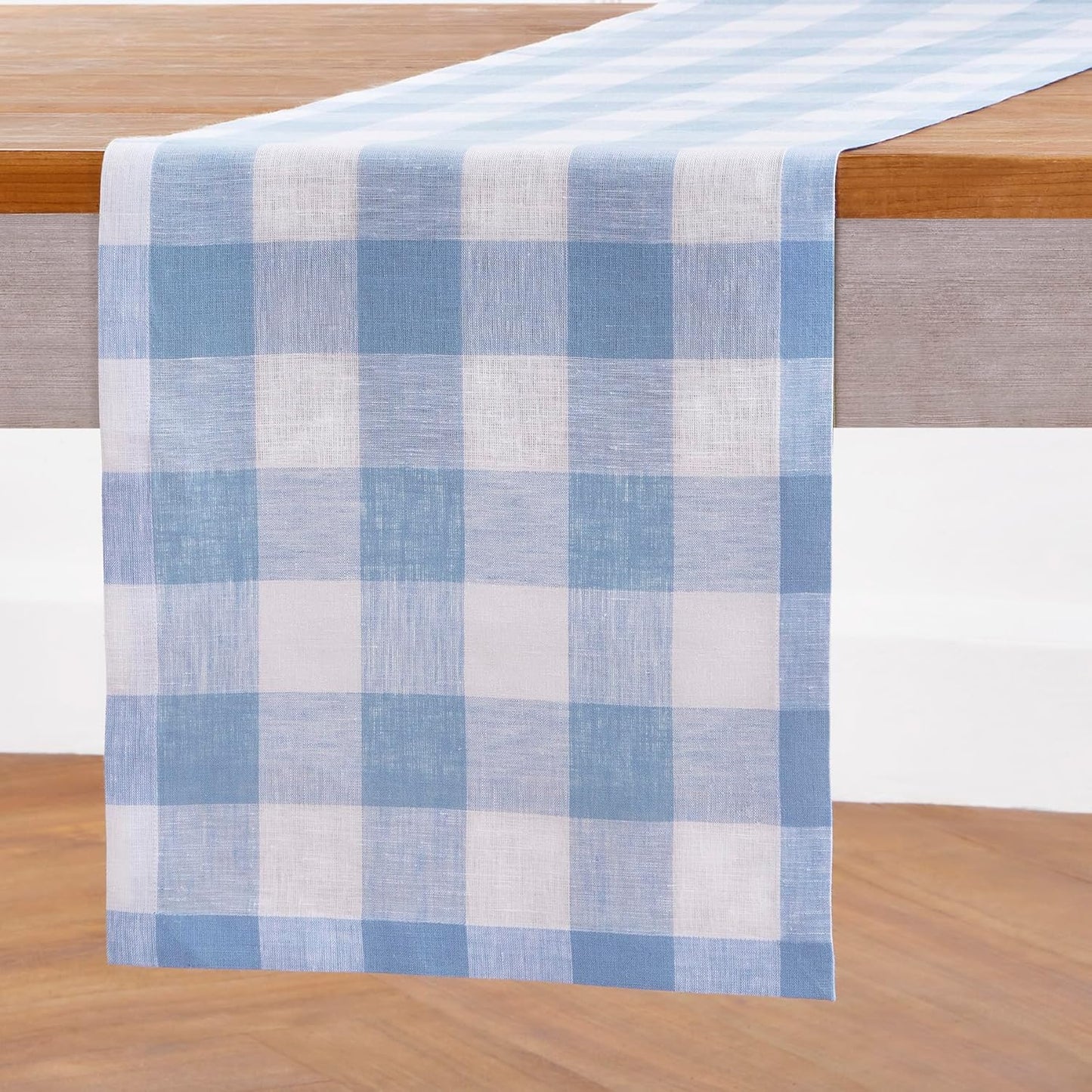 Buffalo Check Table Runner 14 x 90 Inch in Chambray Blue