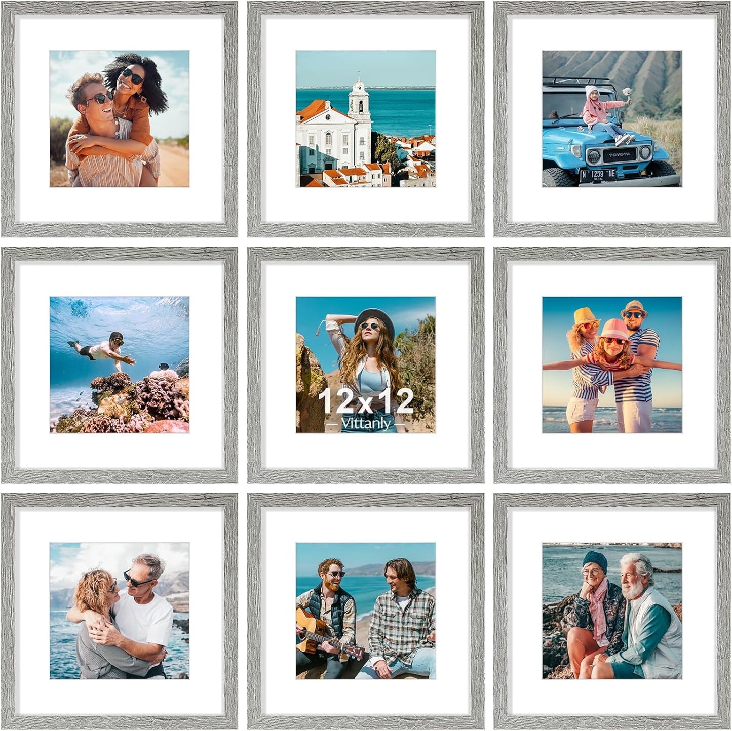 Vittanly 12x12 Picture Frames Set of 9 for Stunning Displays