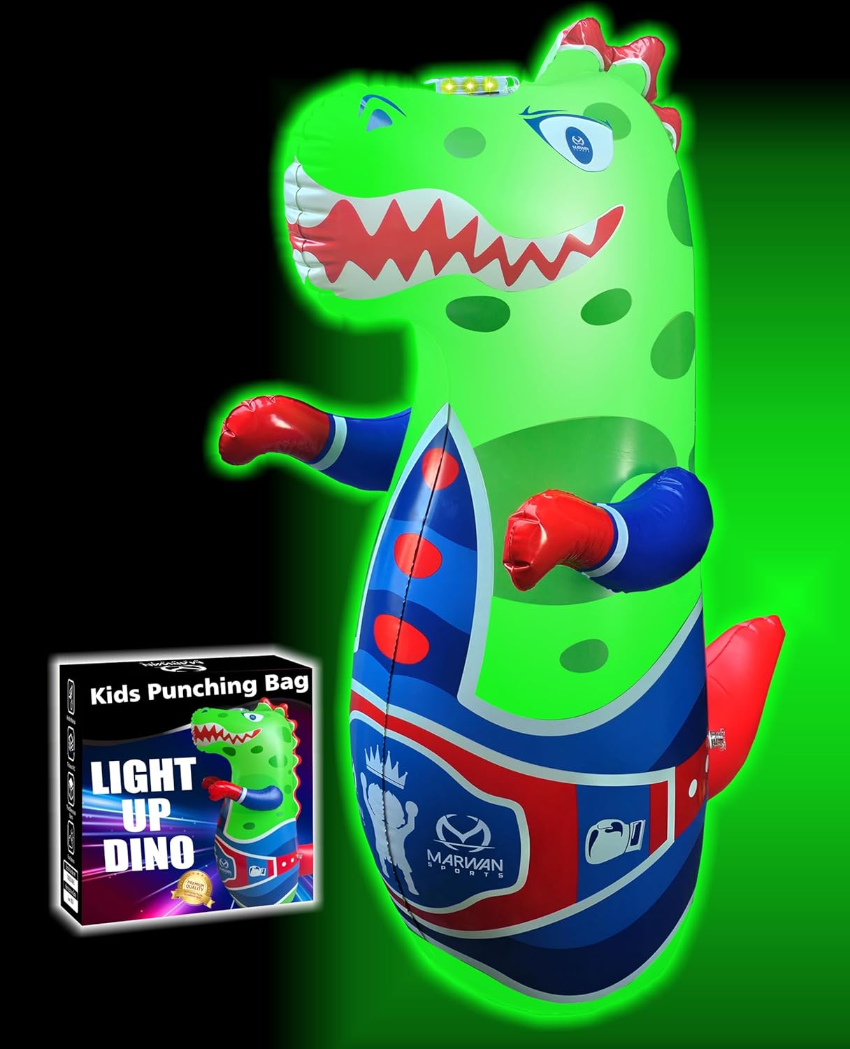 Inflatable Dino Punching Bag - Roar Sound, Instant Bounce Back! Kids 2-7