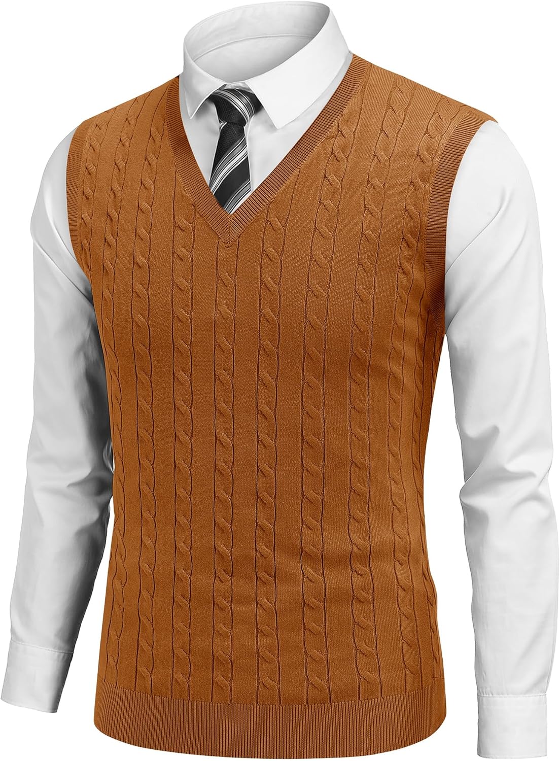 COOFANDY Men's Sweater Vest - Stylish V Neck Slim Fit Pullover